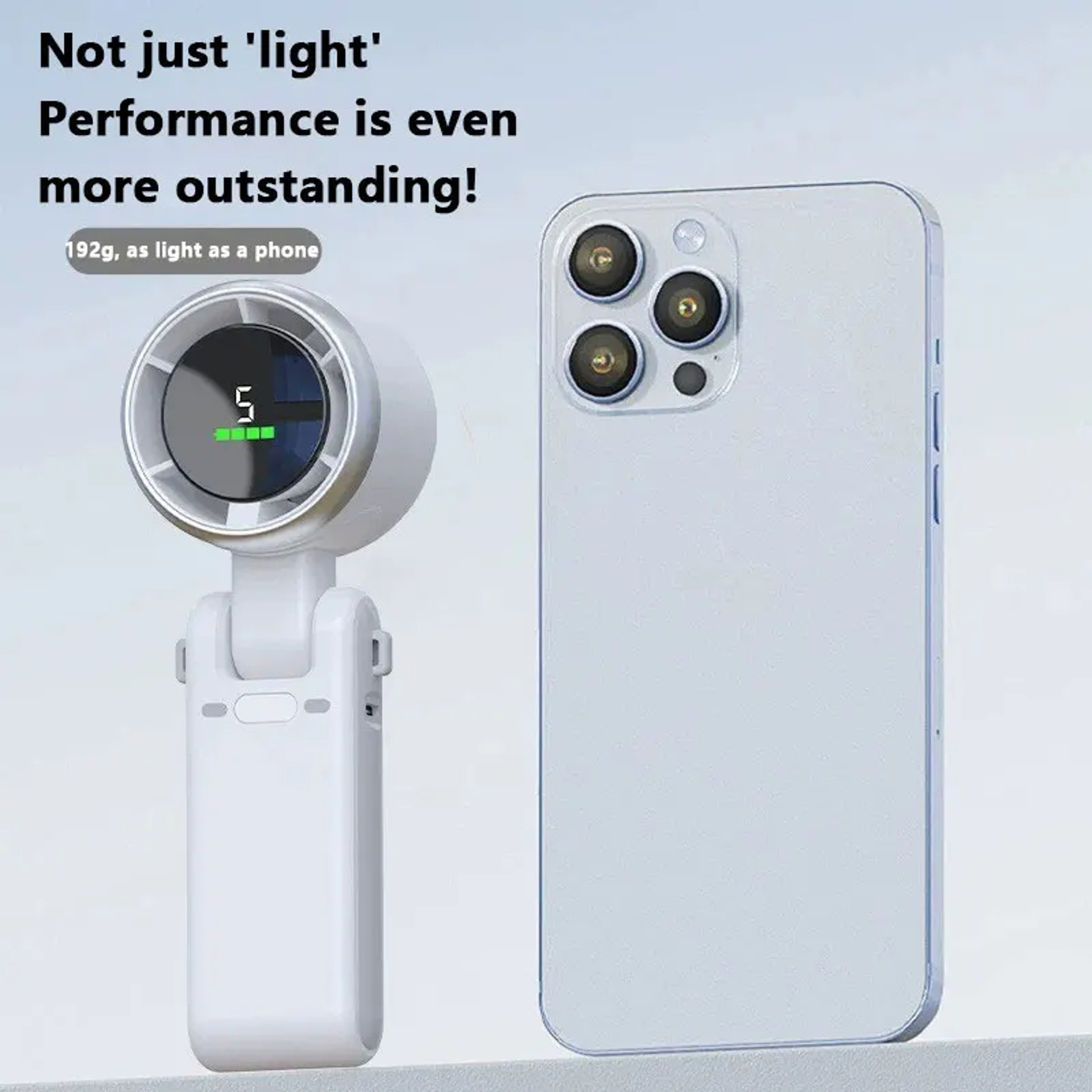 Portable Mini Travel Fan With 5 Speeds USB Rechargeable 3600mAh Battery 4