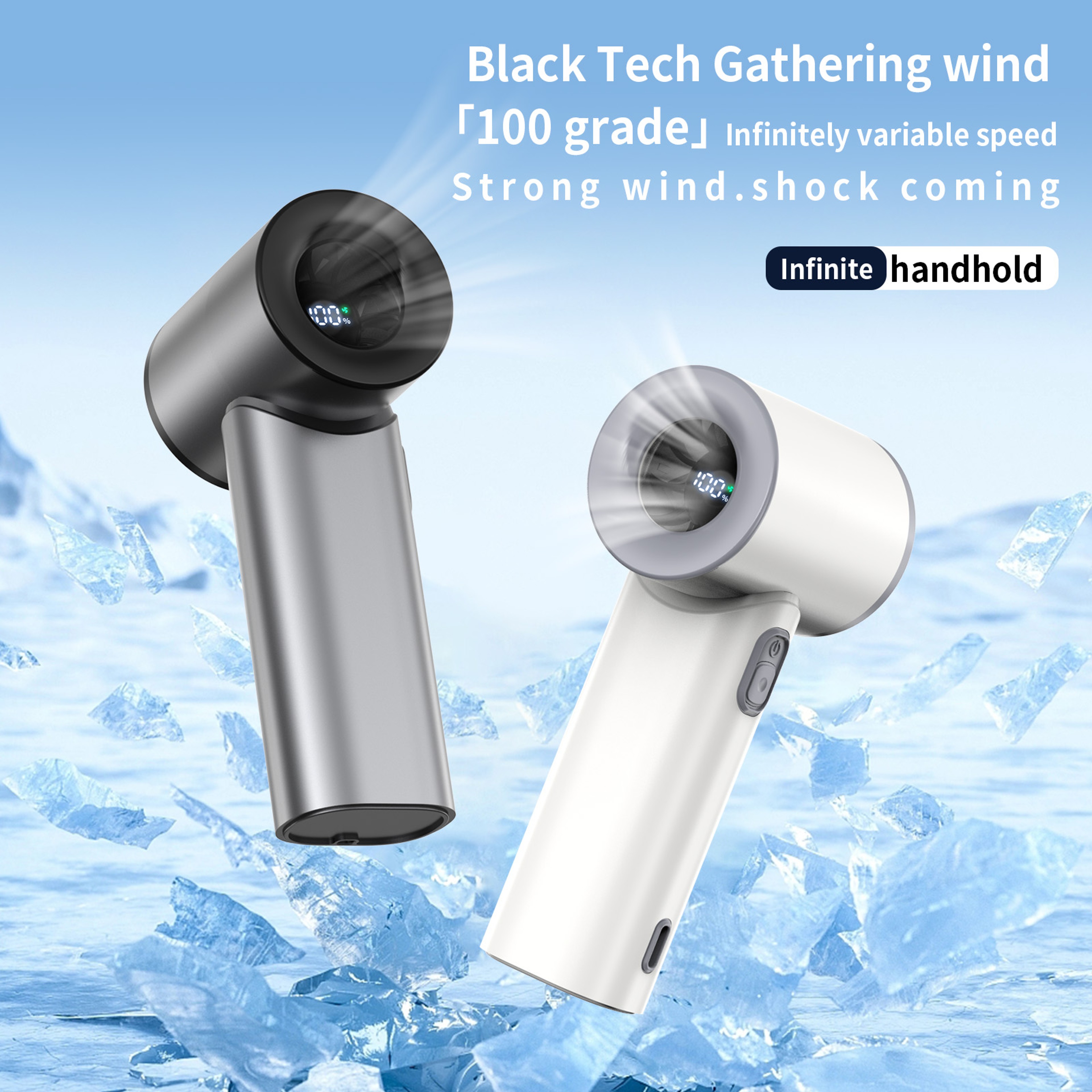 100 Speed Portable Handheld Fan With 3000mAh Battery USB Rechargeable Mini Cooling Fan 2