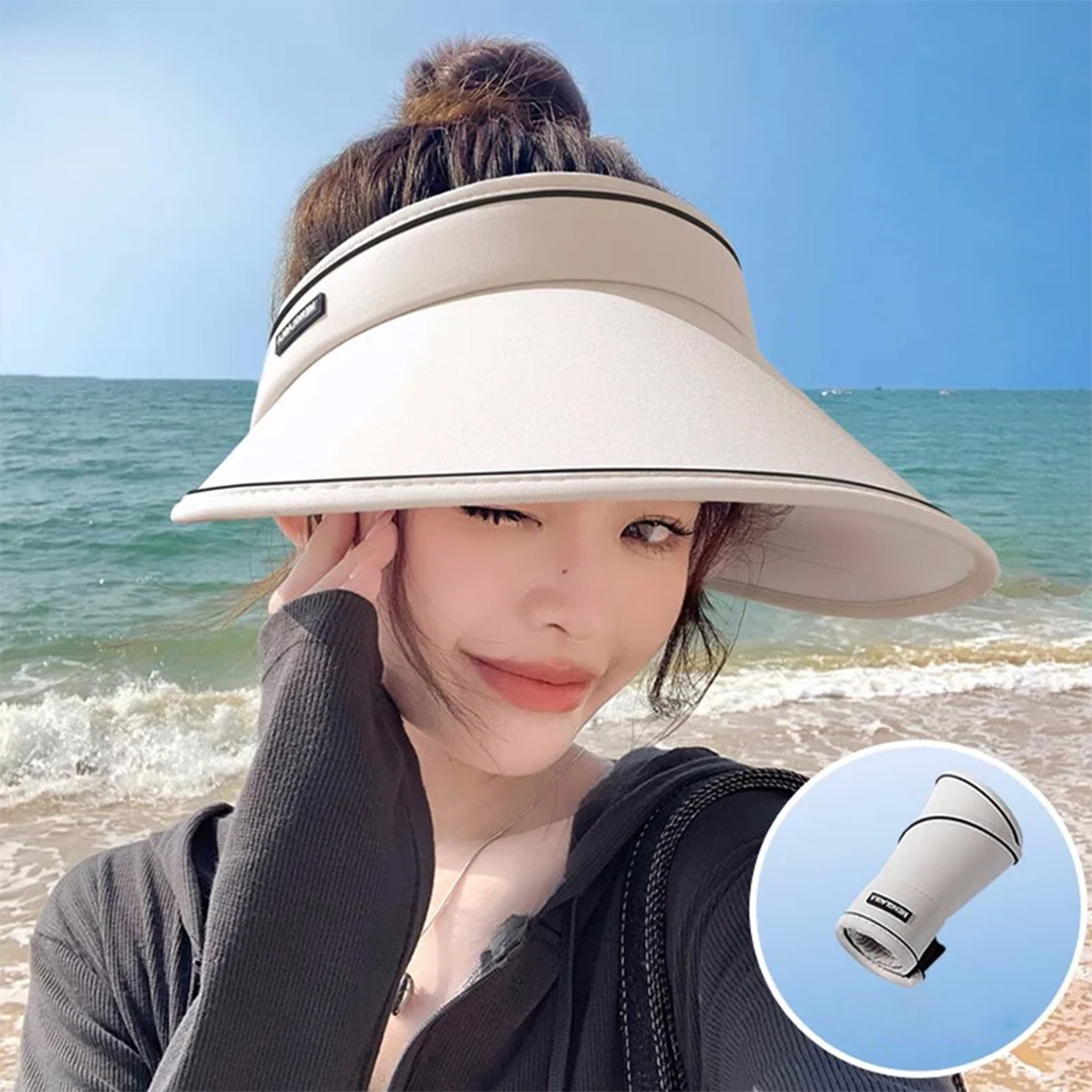 Womens Wide Brim Sun Visor UV Protection Packable Beach Hat 0