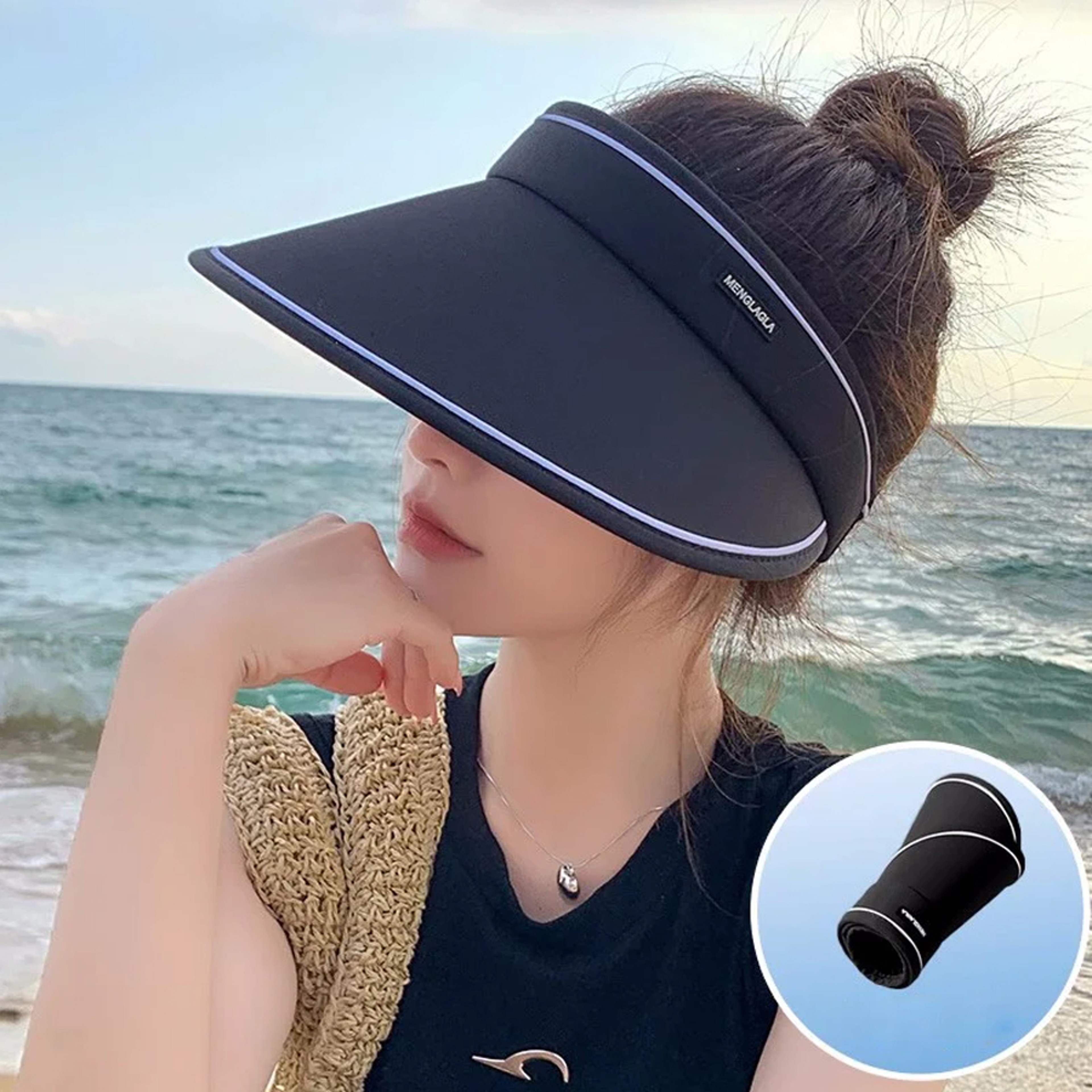 Womens Wide Brim Sun Visor UV Protection Packable Beach Hat 5