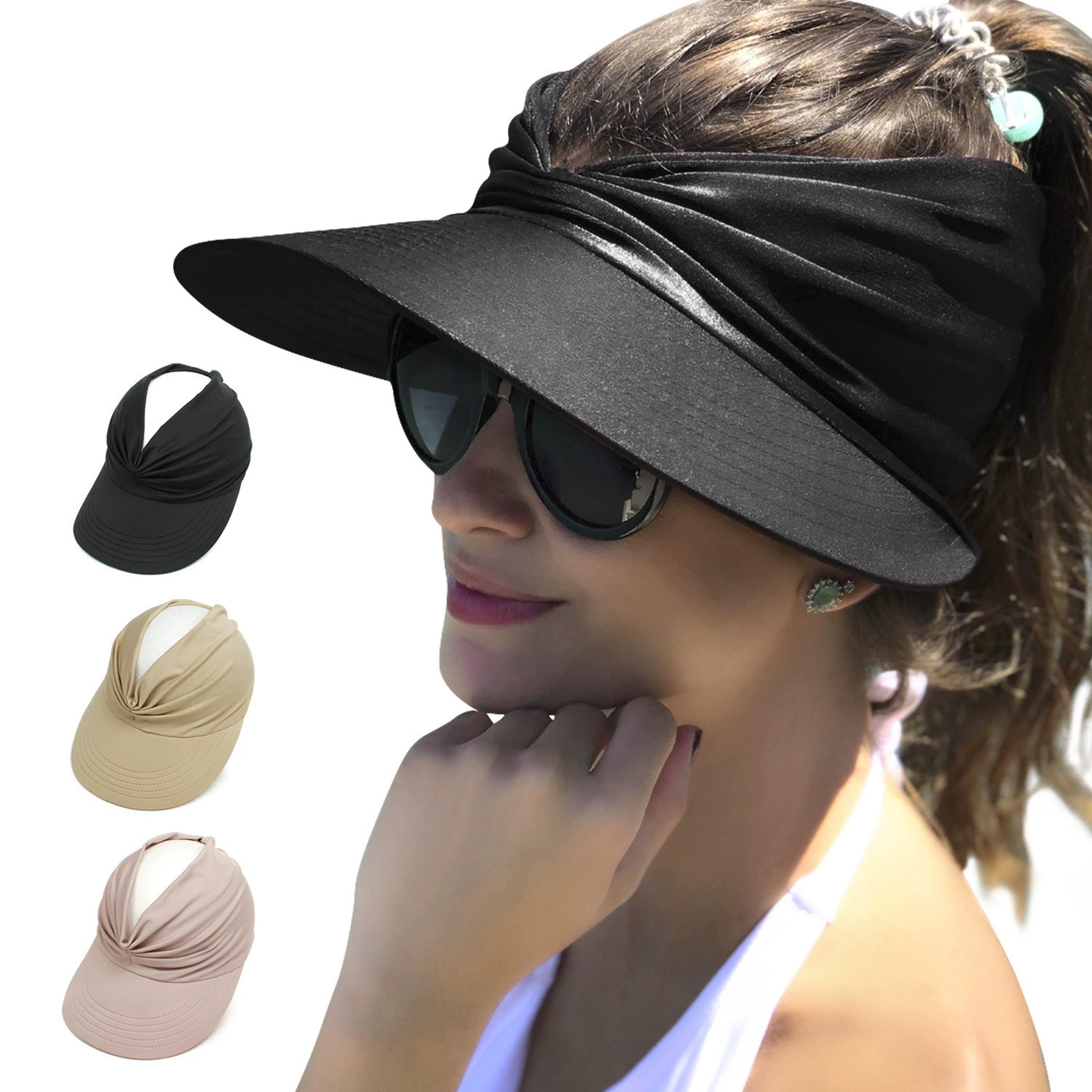 Women Sun Visor Hat Wide Brim UV Protection Beach Cap For Summer Travel 0