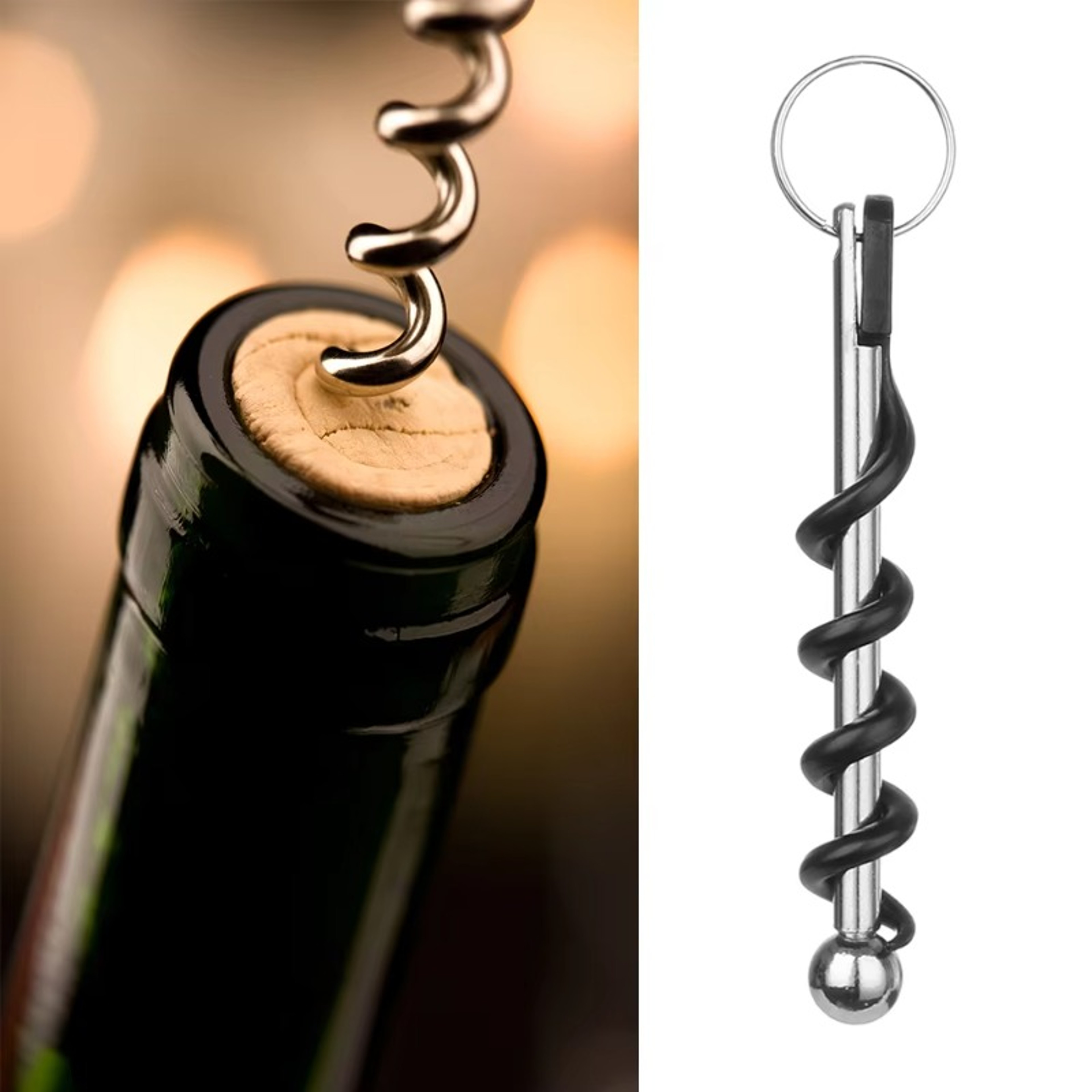 Compact EDC Bottle Opener Keychain With Mini Corkscrew For Camping And Everyday Carry 0