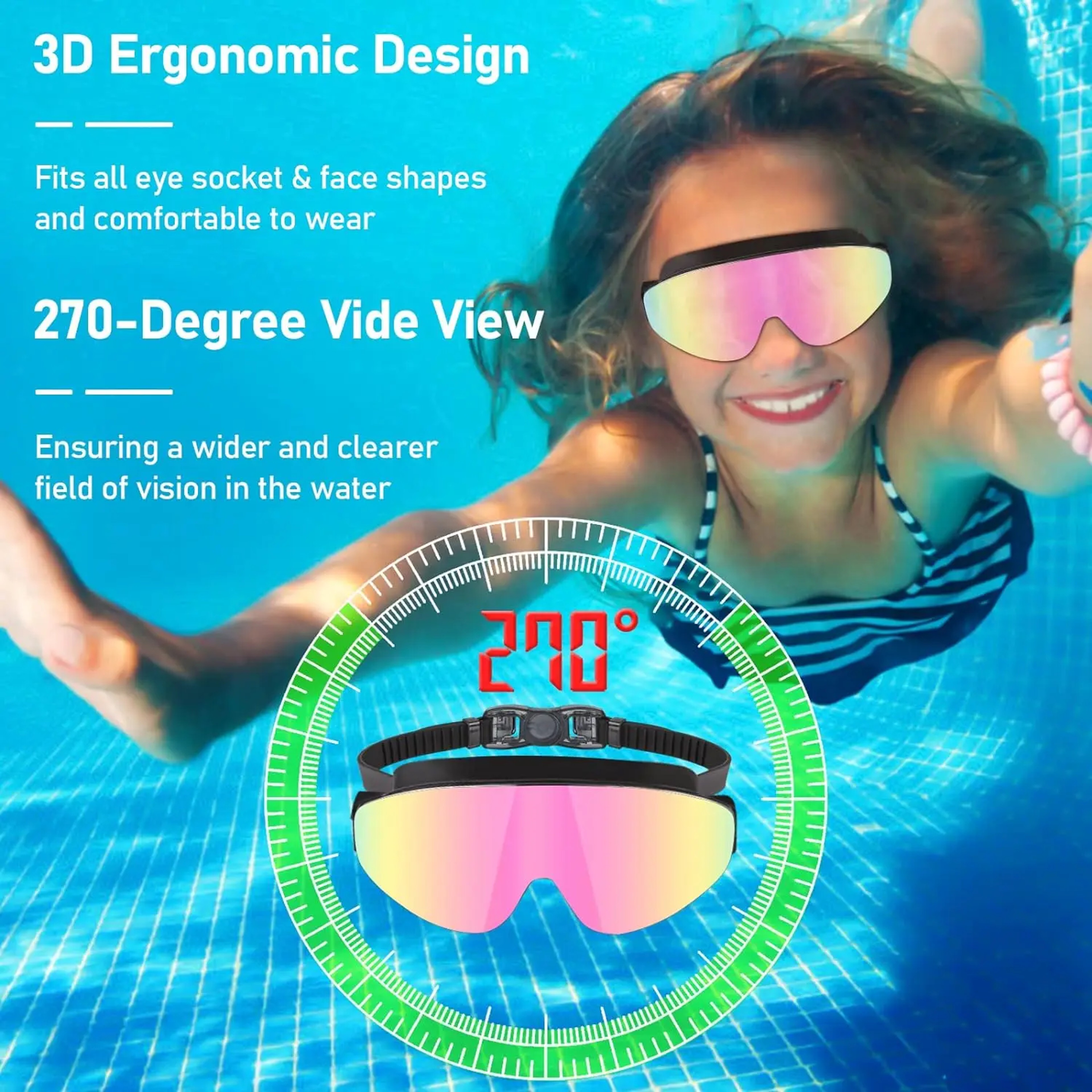 Kids Polarized Swim Goggles With Anti Fog Wide View Leak Proof Design 2