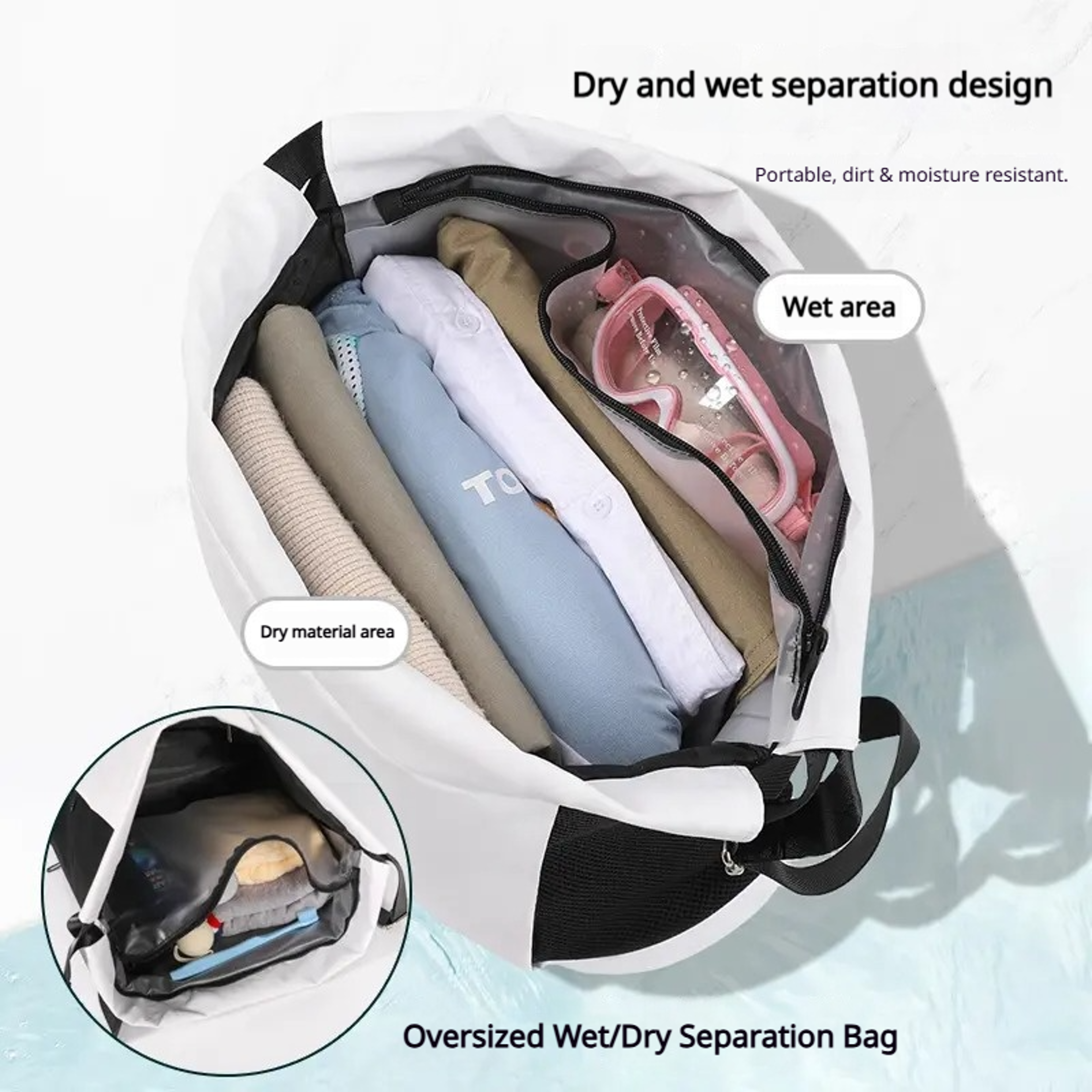 Waterproof Gym Bag Drawstring Backpack with Shoe Compartment & Wet Dry Storage – view 5