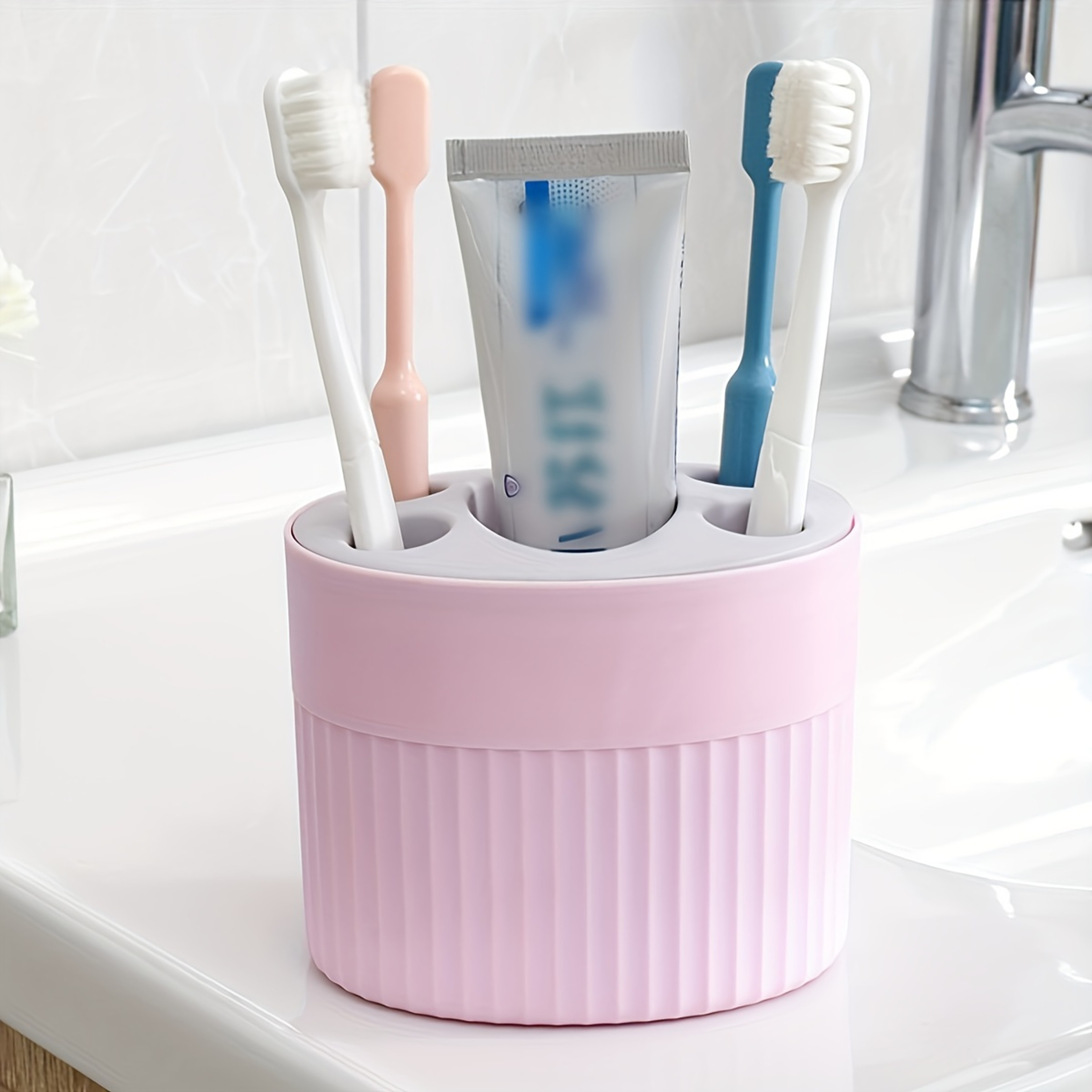 4 Slot Toothbrush Holder Bathroom Organizer With Drainage Toothpaste Stand 5