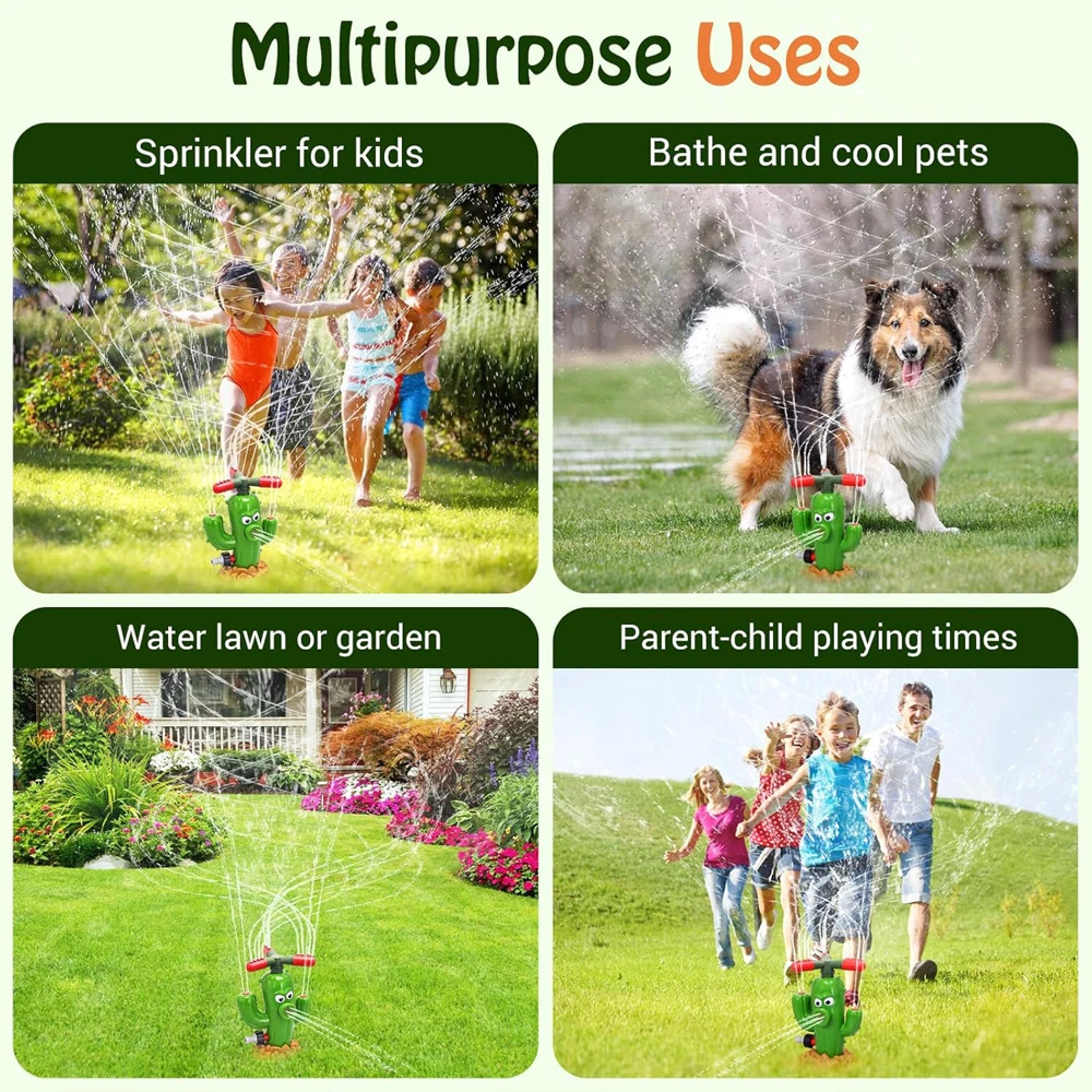 Cactus Sprinkler For Kids Outdoor Water Toy Fun Backyard Splash Sprinkler 4