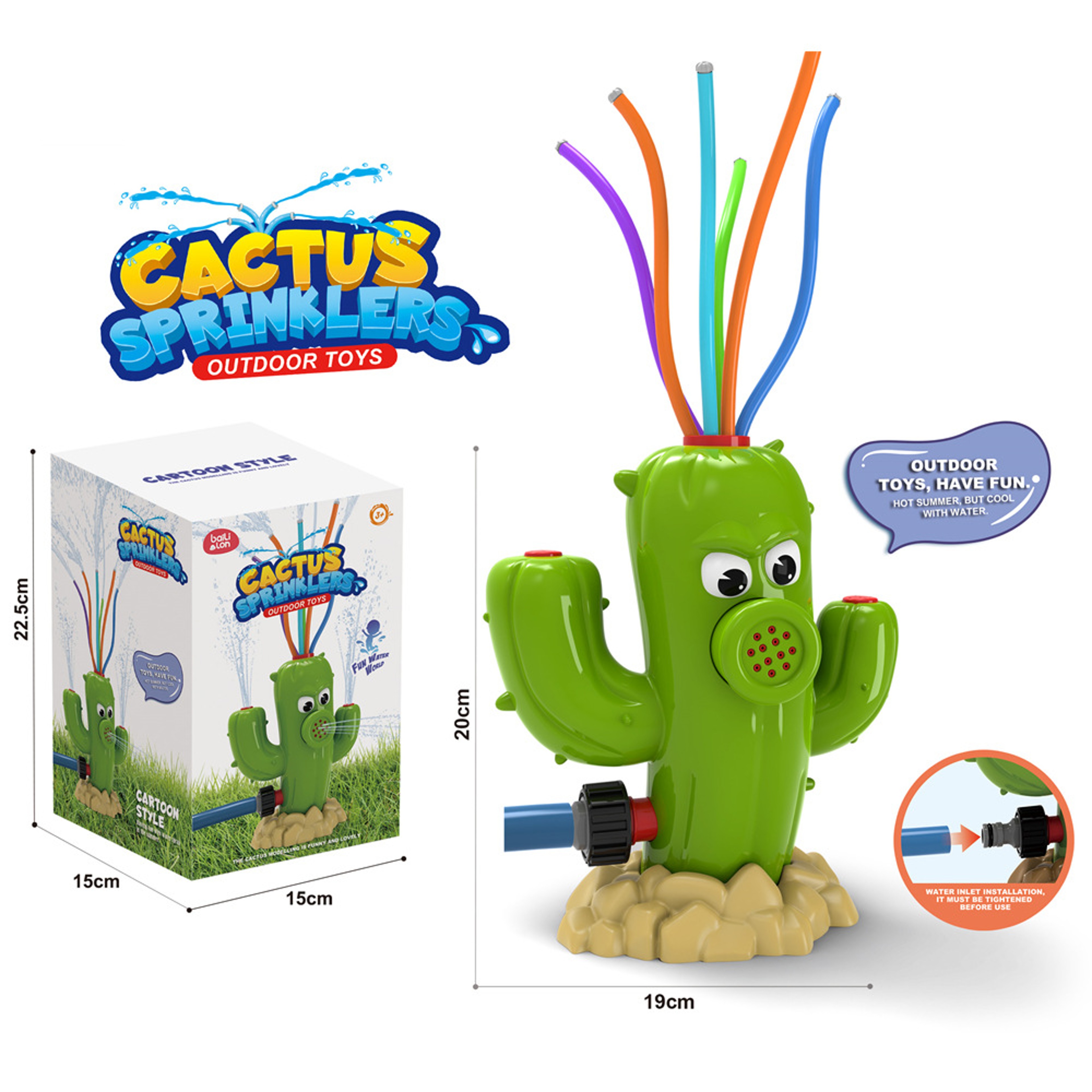 Cactus Sprinkler For Kids Outdoor Water Toy Fun Backyard Splash Sprinkler 6