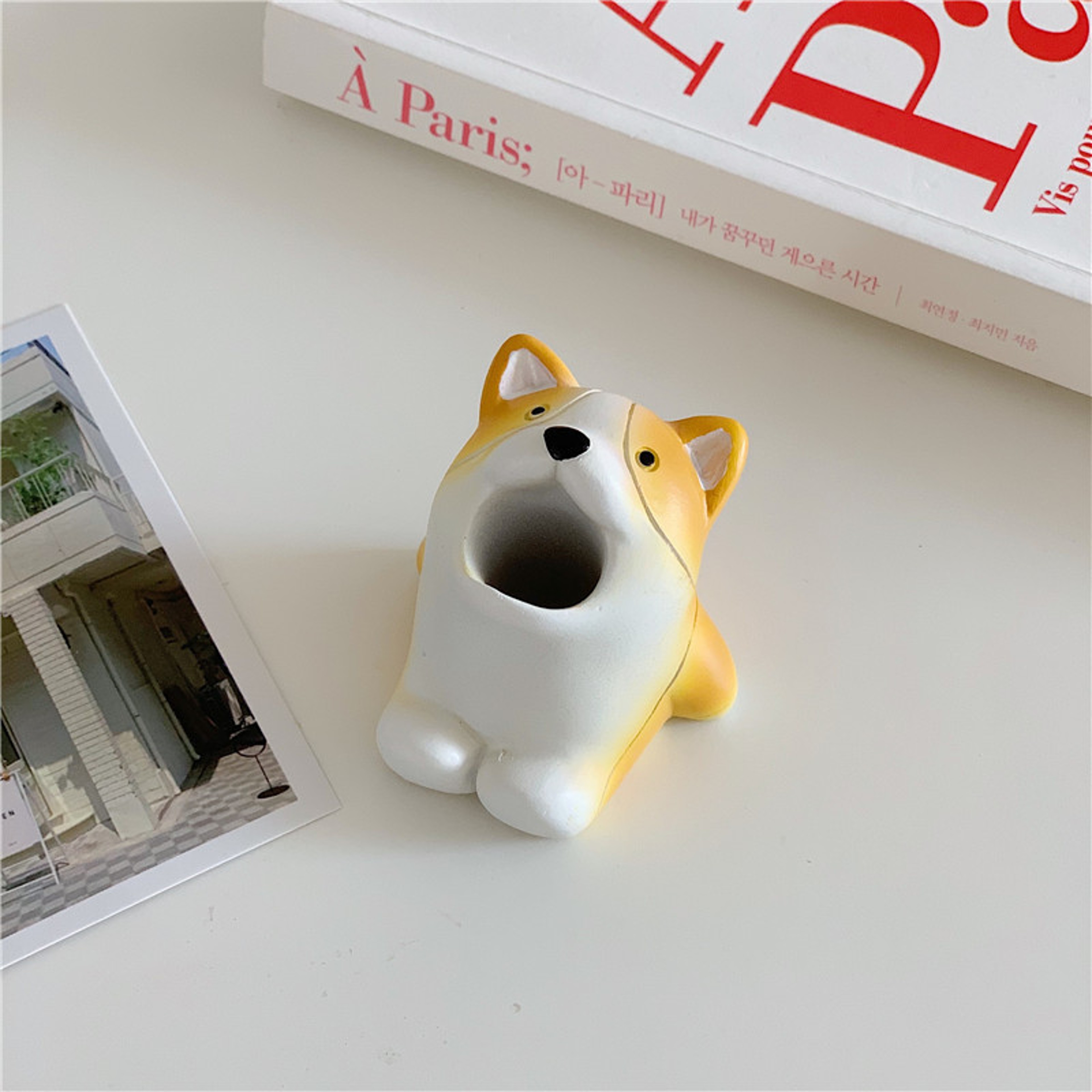 Cute Corgi  Shark Toothbrush Holder Bathroom Organizer For Toothbrushes Makeup Brushes  Desk Essent 8