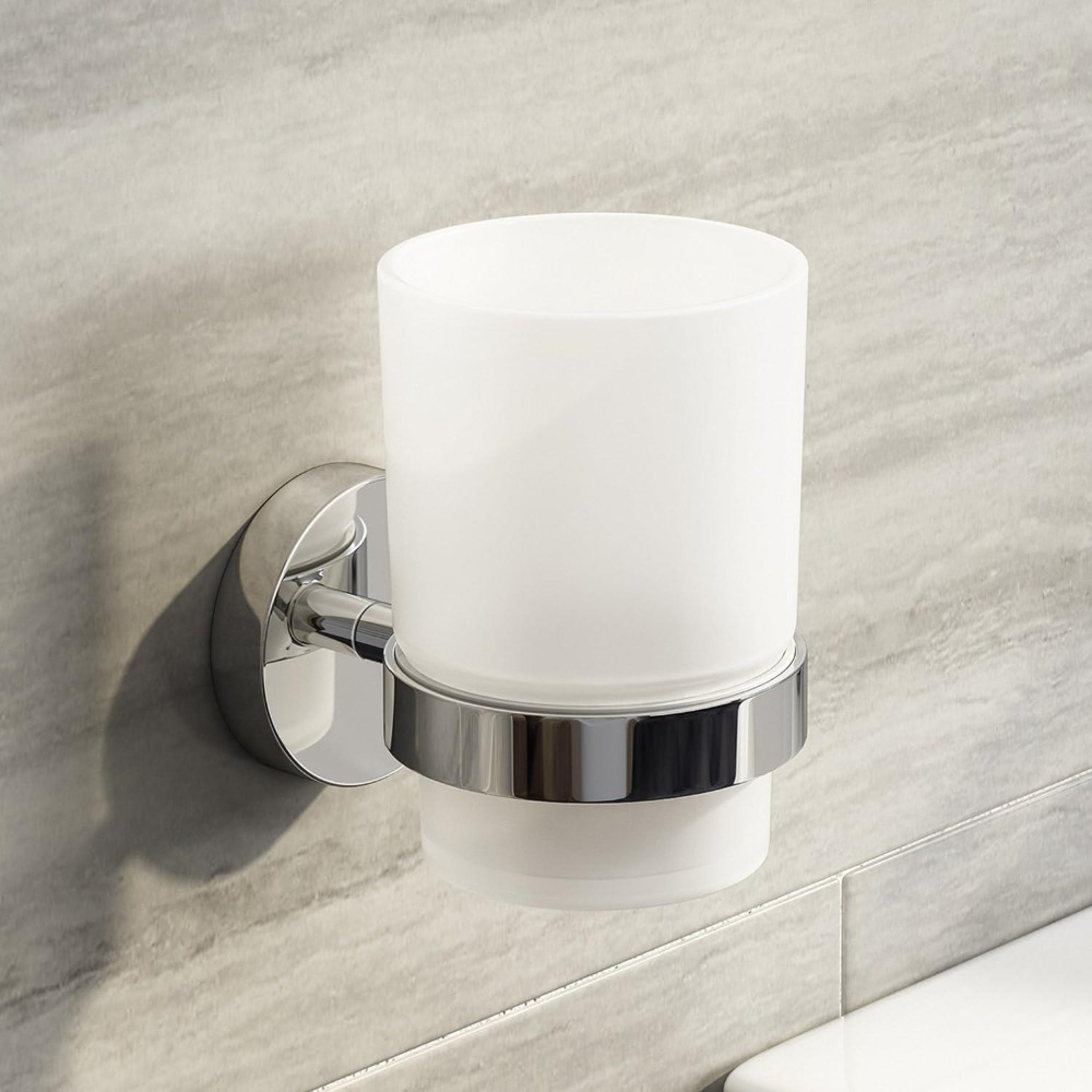Wall Mounted Cup Holder  Bathroom Toothbrush Organizer With Drill Free Installation 1