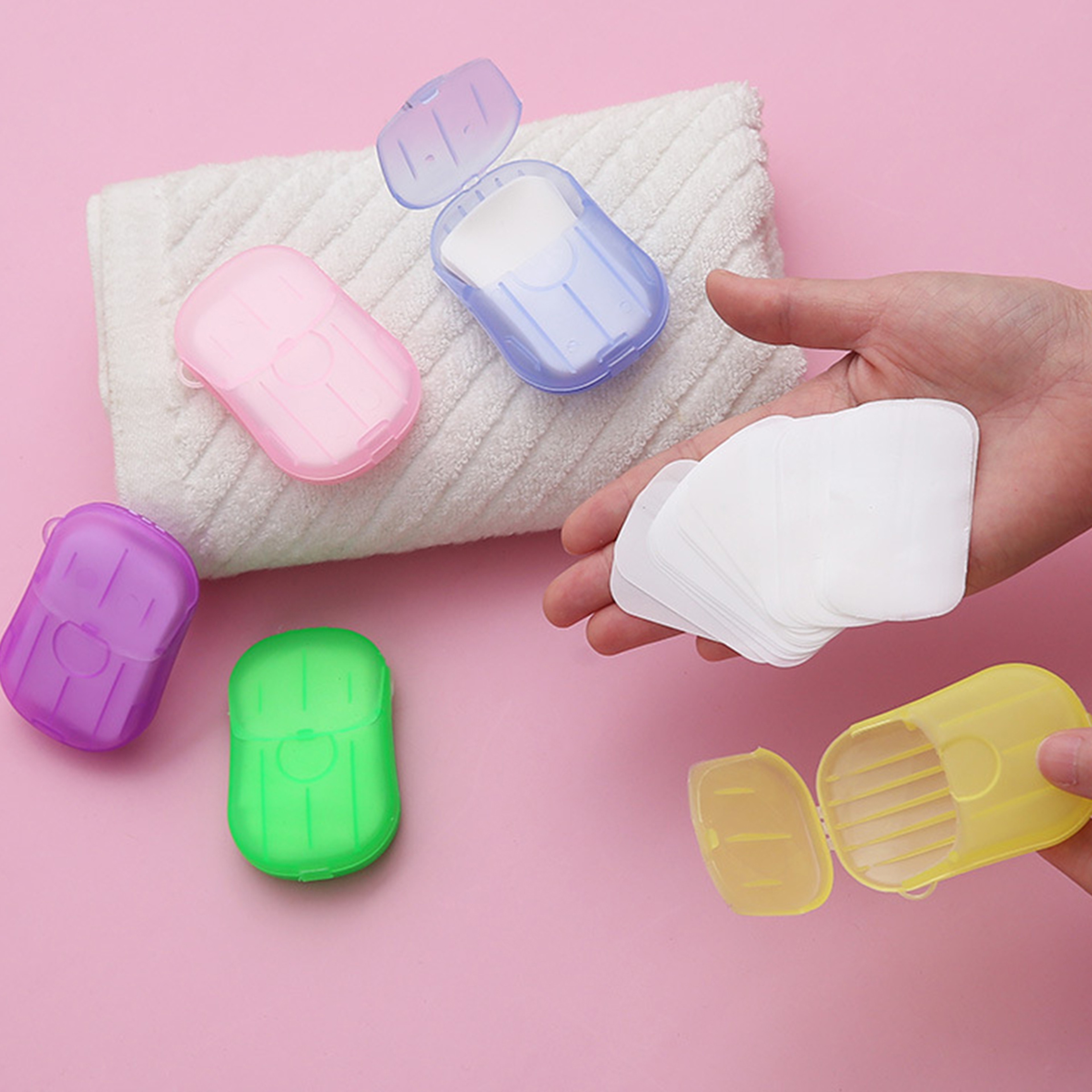 Portable Paper Soap Sheets With Travel Soap Case Mini Soap Dispenser For Camping Hiking  Travel 1