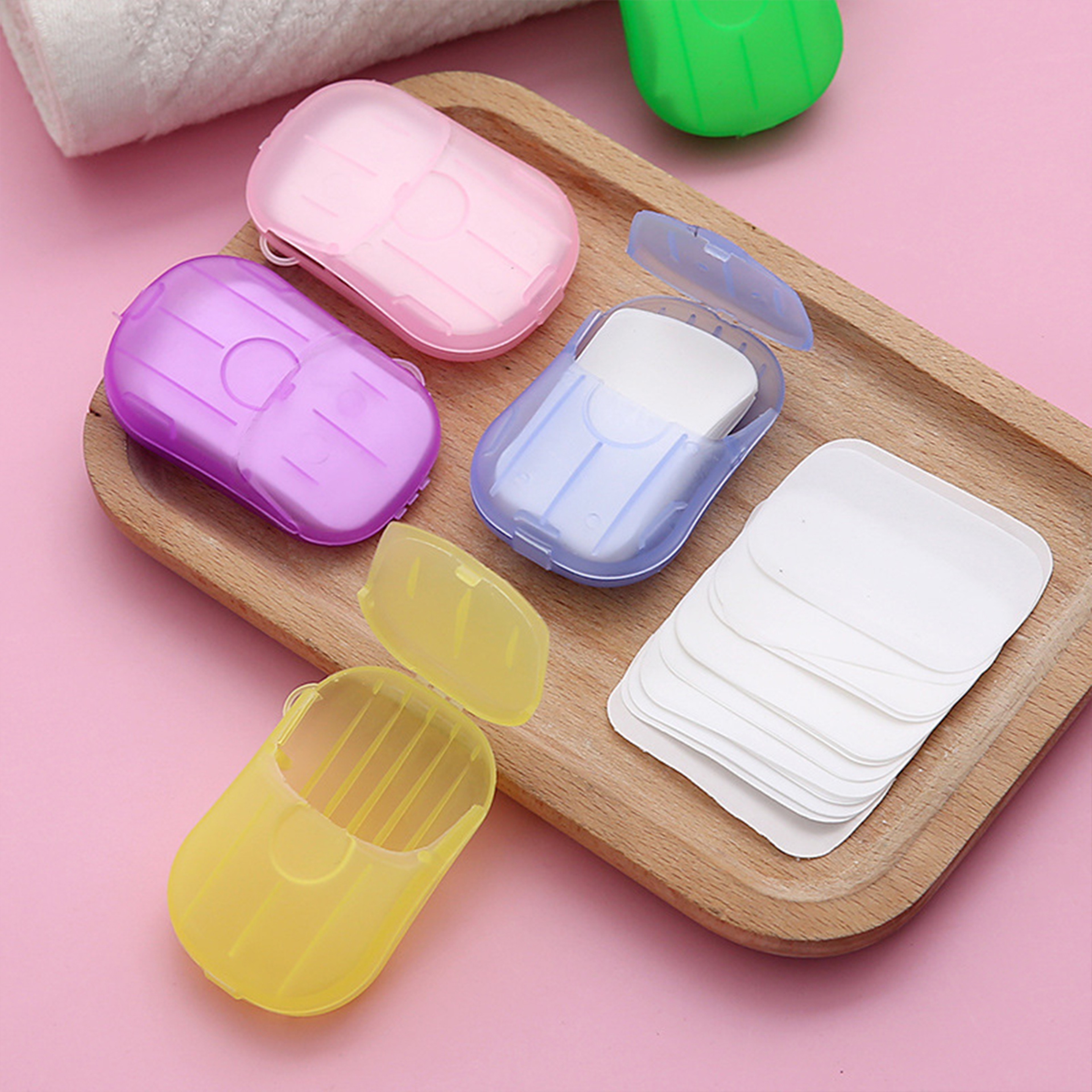Portable Paper Soap Sheets With Travel Soap Case Mini Soap Dispenser For Camping Hiking  Travel 0