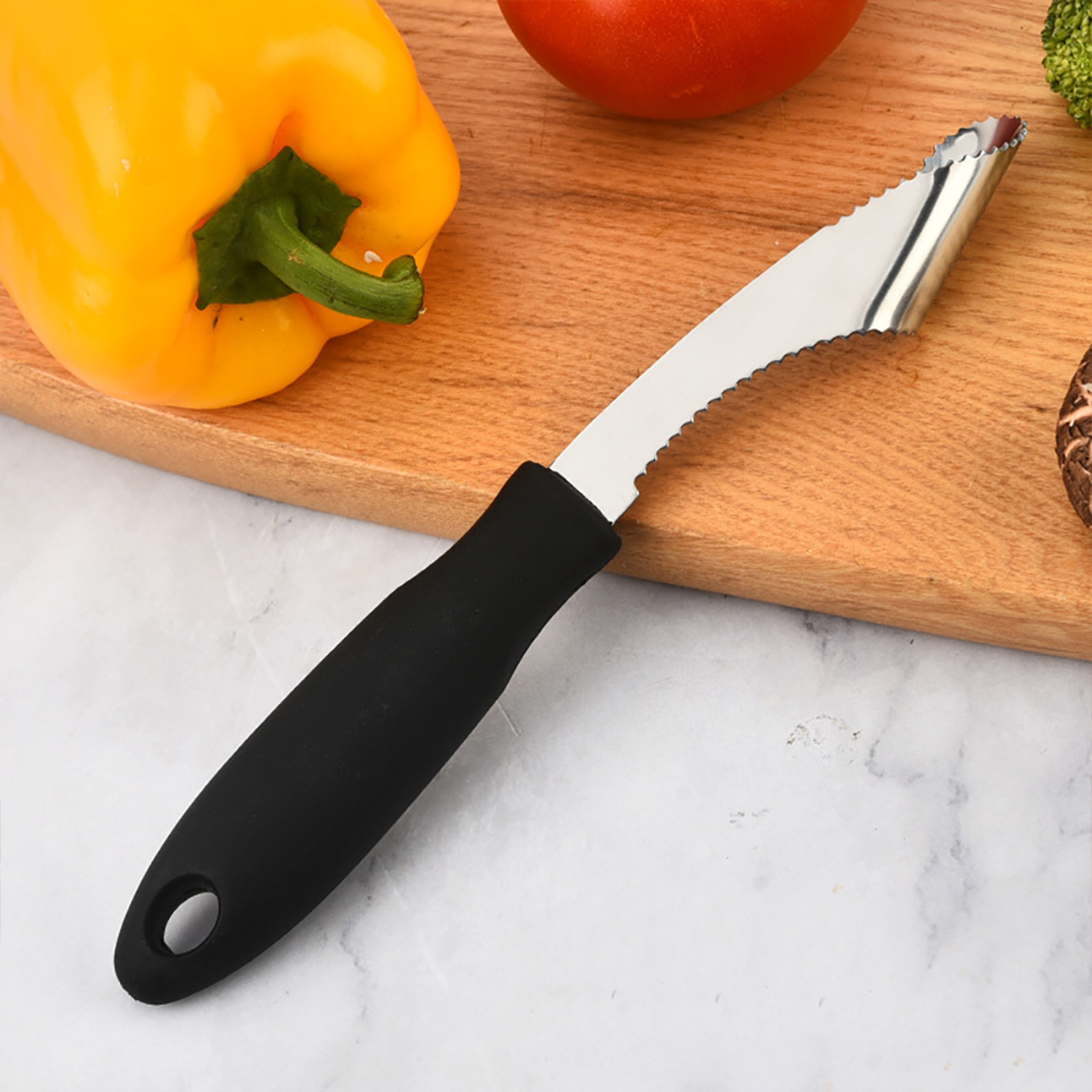 Stainless Steel Tomato Corer & Vegetable Corer Tool with Serrated Edge for Peppers, Cucumbers & More – view 3
