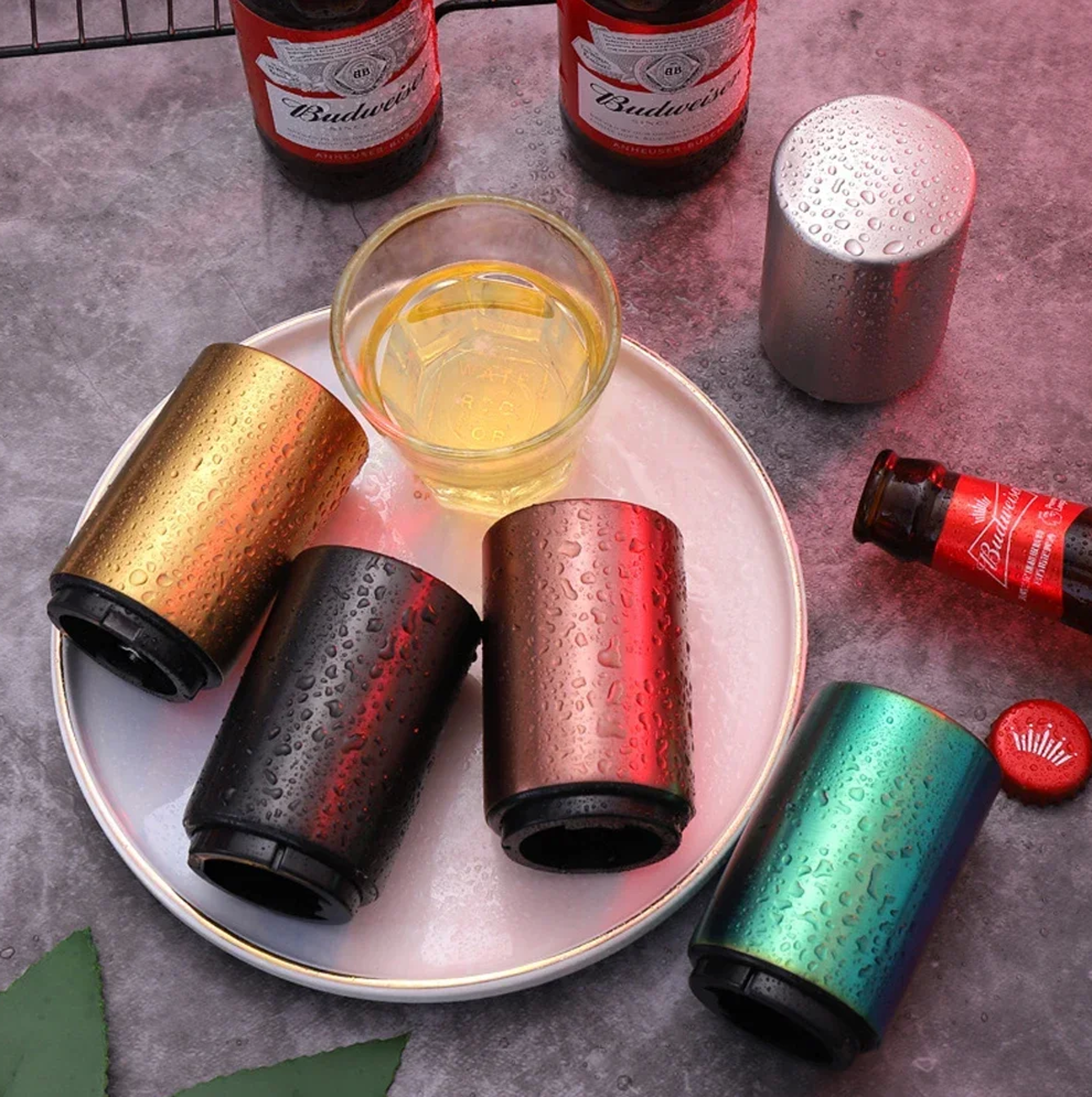 Automatic Beer Bottle Opener Stainless Steel Push Down Magnetic Cap Remover 2