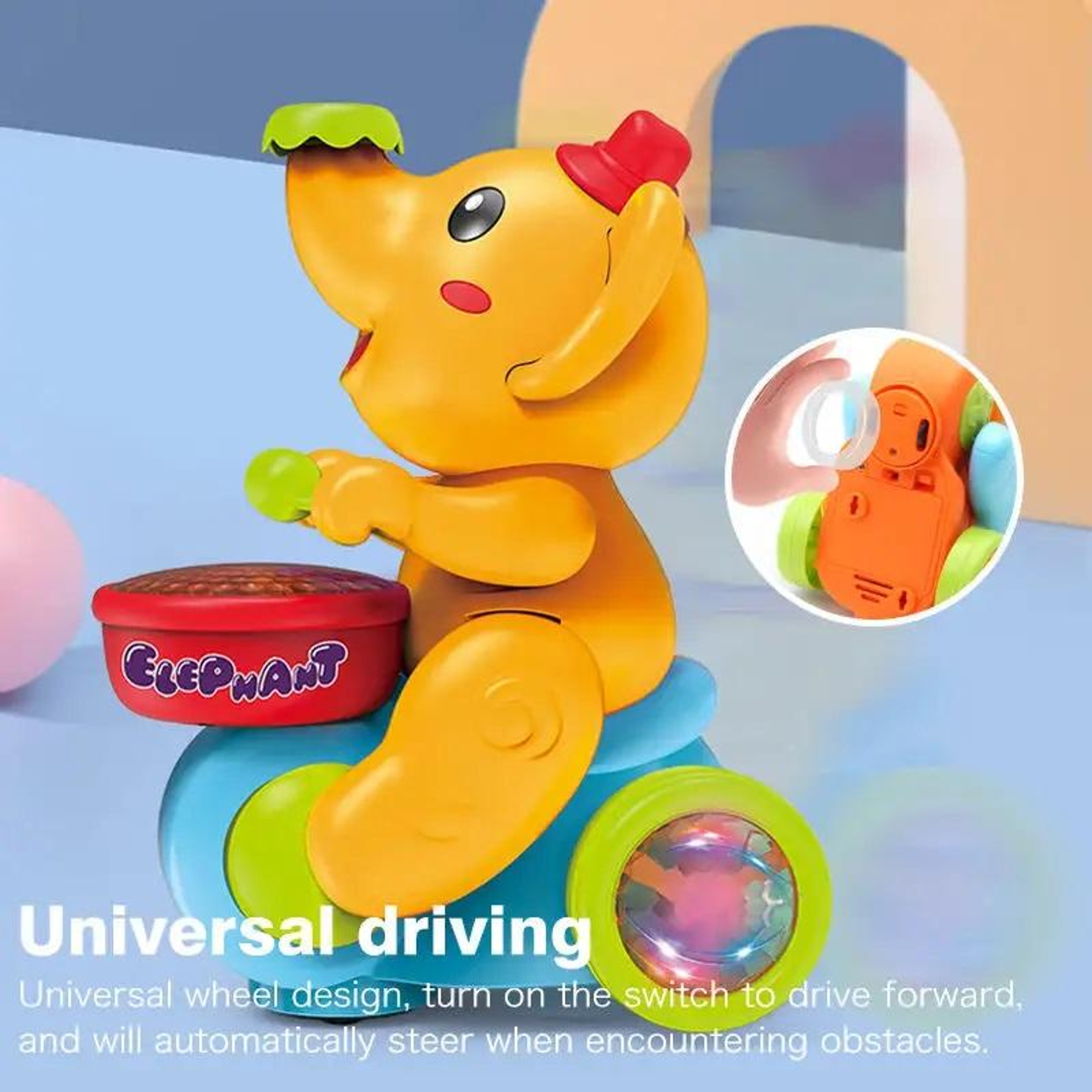 Musical Elephant Baby Crawling Toy With Floating Ball LED Lights  Interactive Sensory Play 2