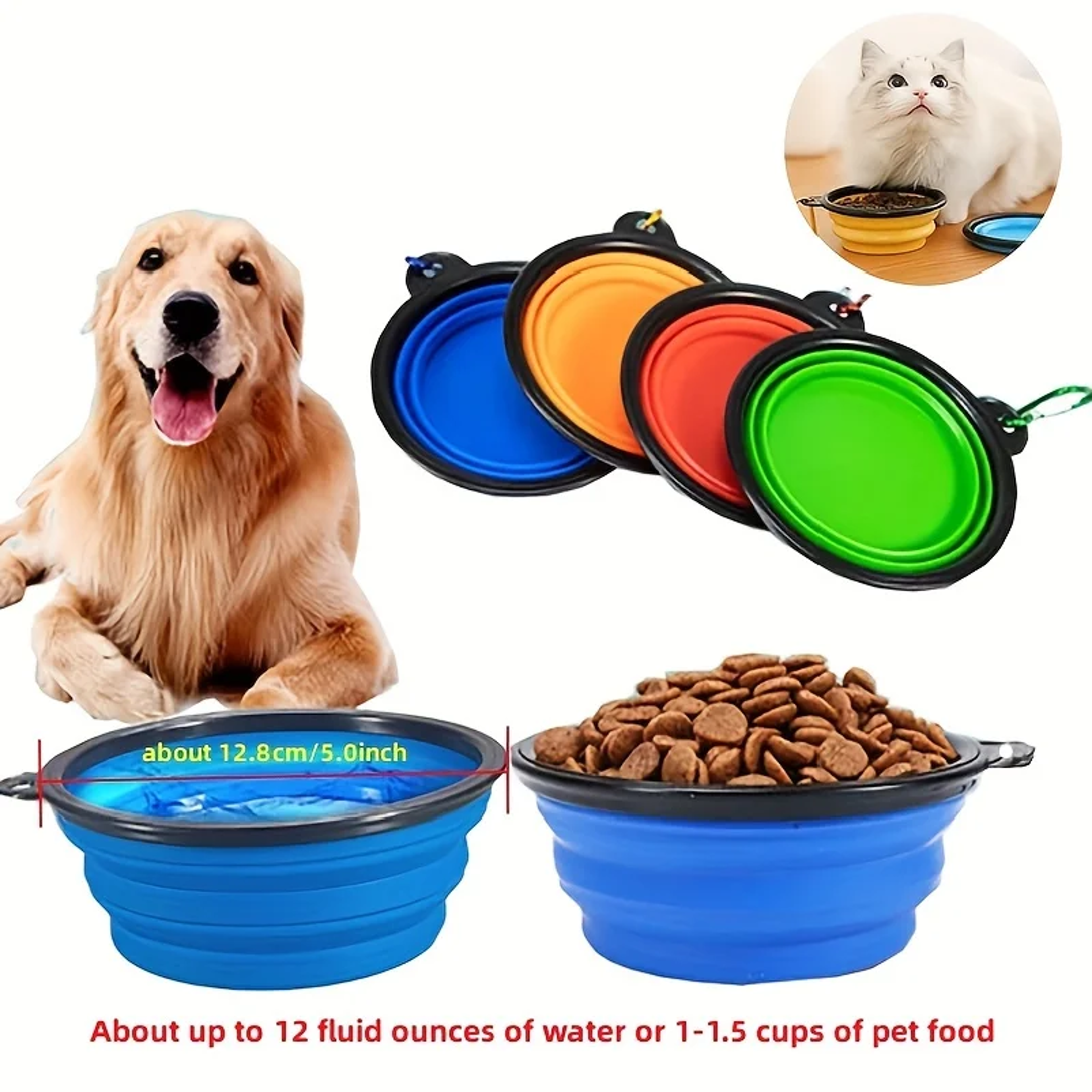 Collapsible Pet Travel Bowl Portable Silicone Dog  Cat Food Water Bowl 2