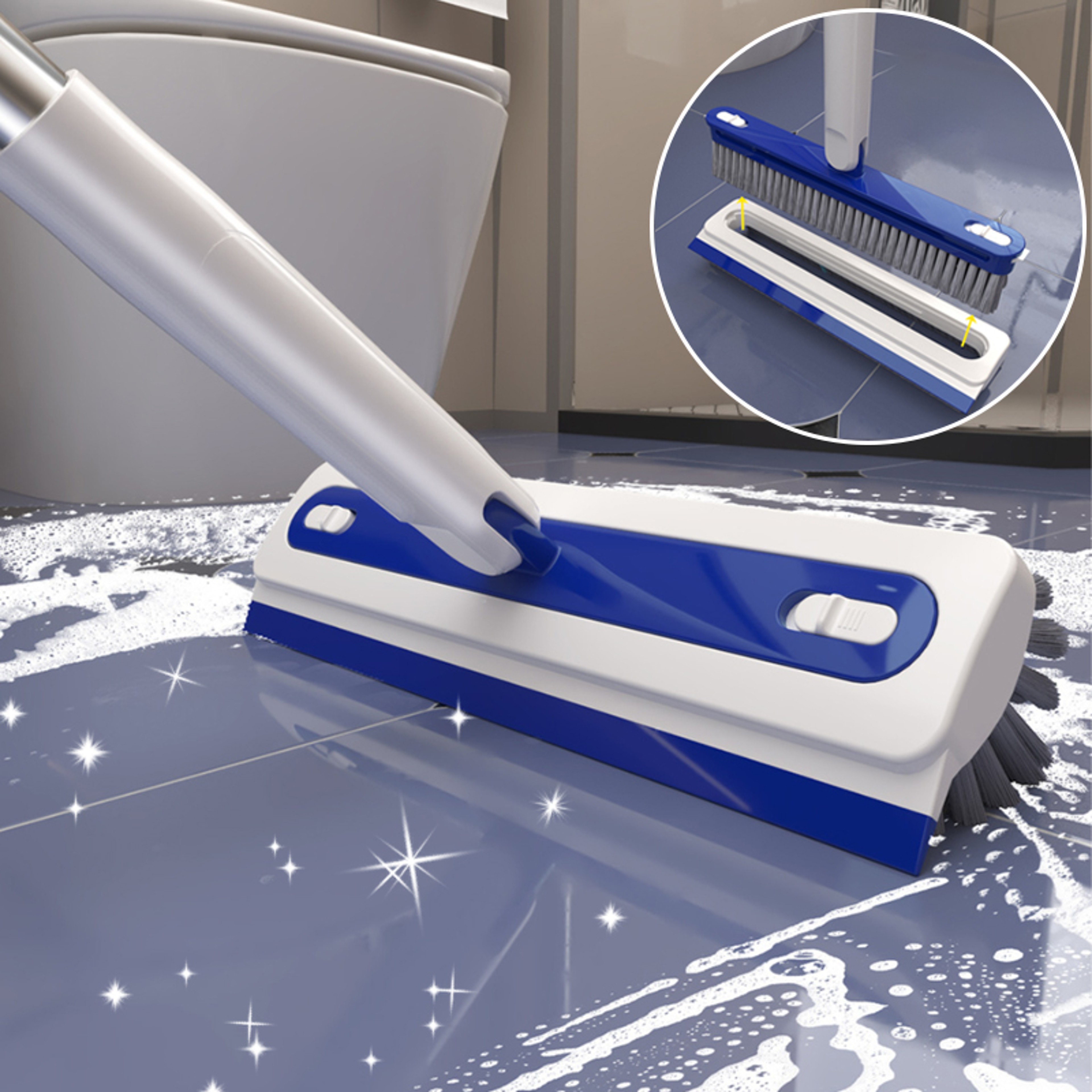 Floor Scrub Brush with Long Handle, Tile Scrub Brush & Floor Squeegee – view 1