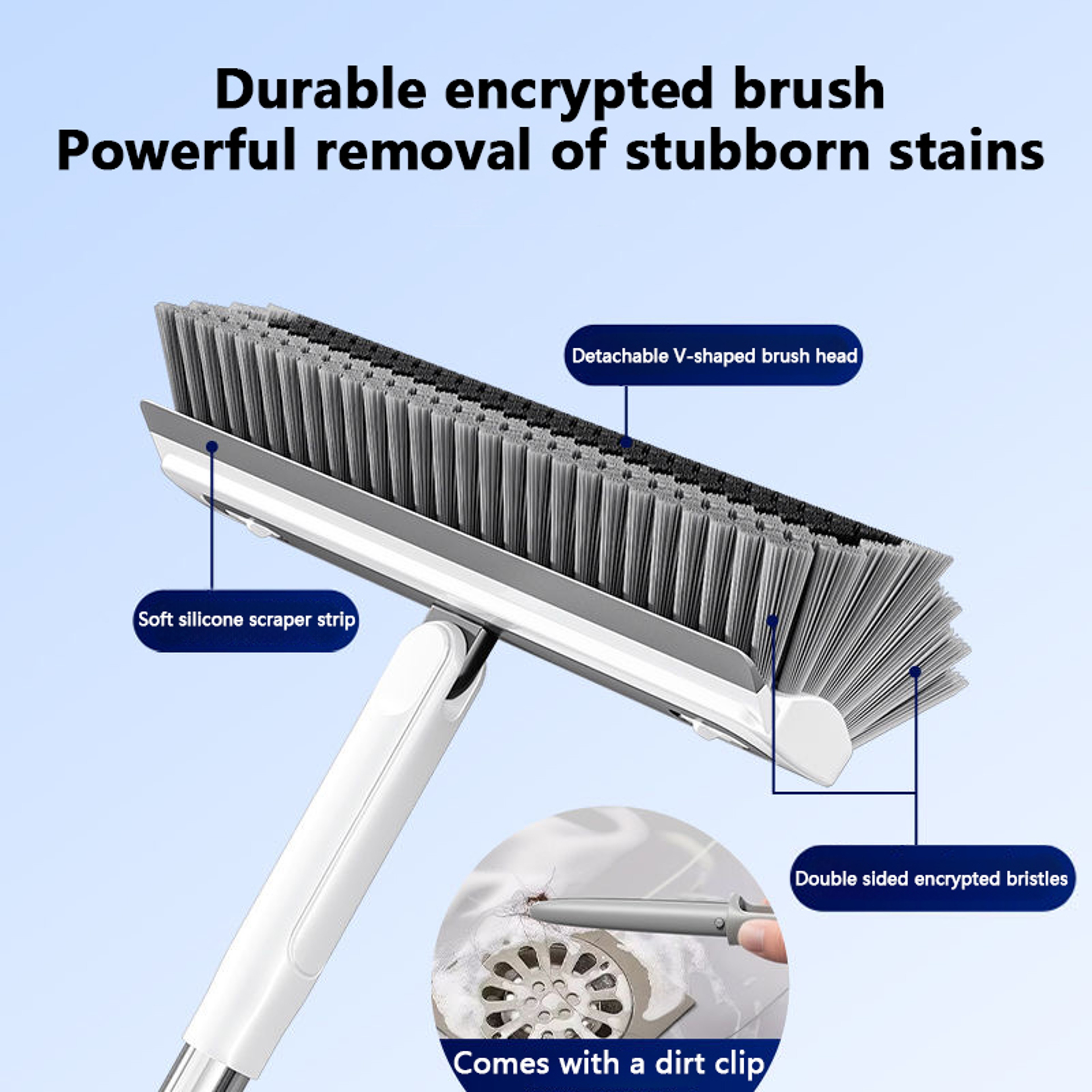 Floor Scrub Brush with Long Handle, Tile Scrub Brush & Floor Squeegee – view 5