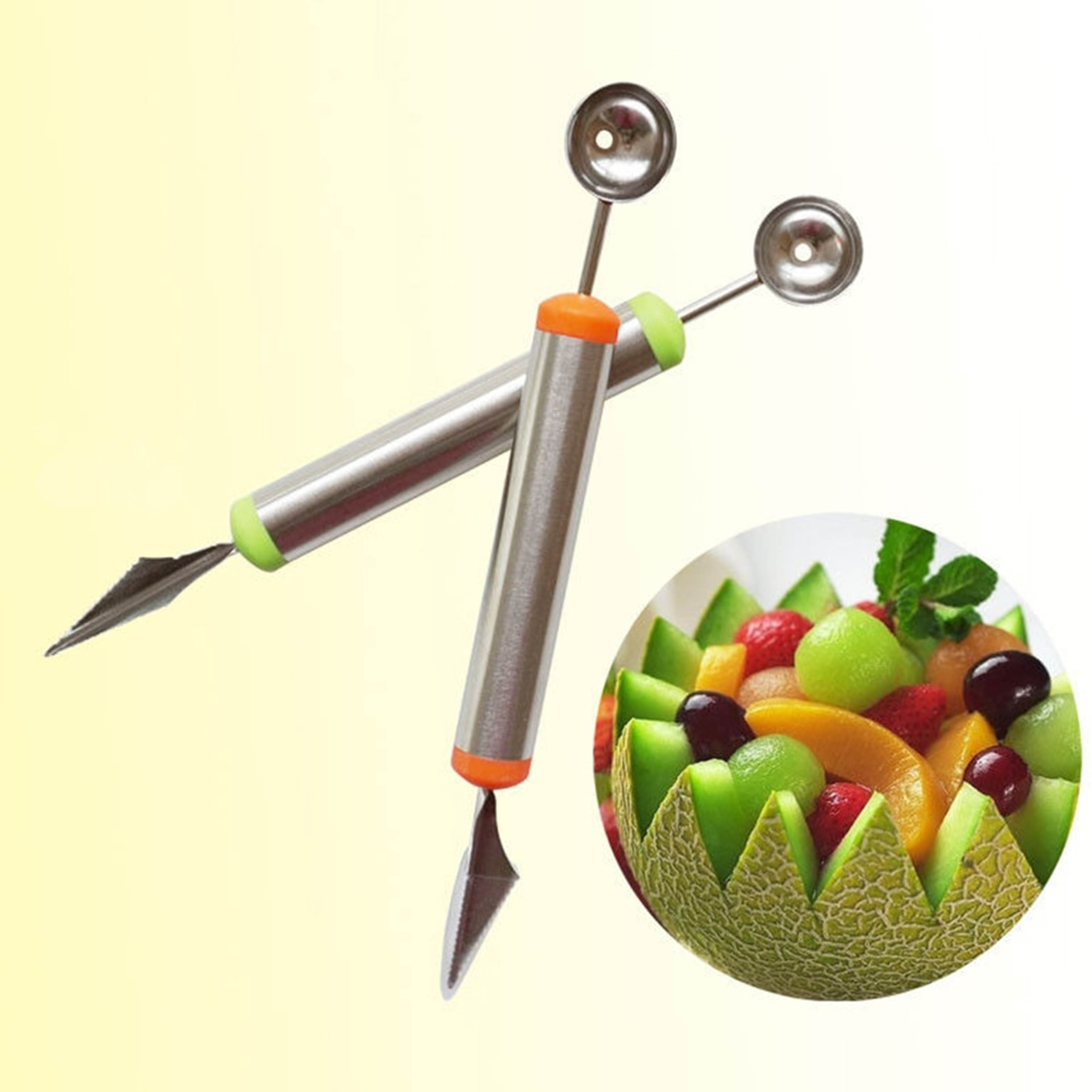 Fruit Carving Knife & Melon Baller Scoop Set for Watermelon, Ice Cream & Creative Food Garnishing – view 1