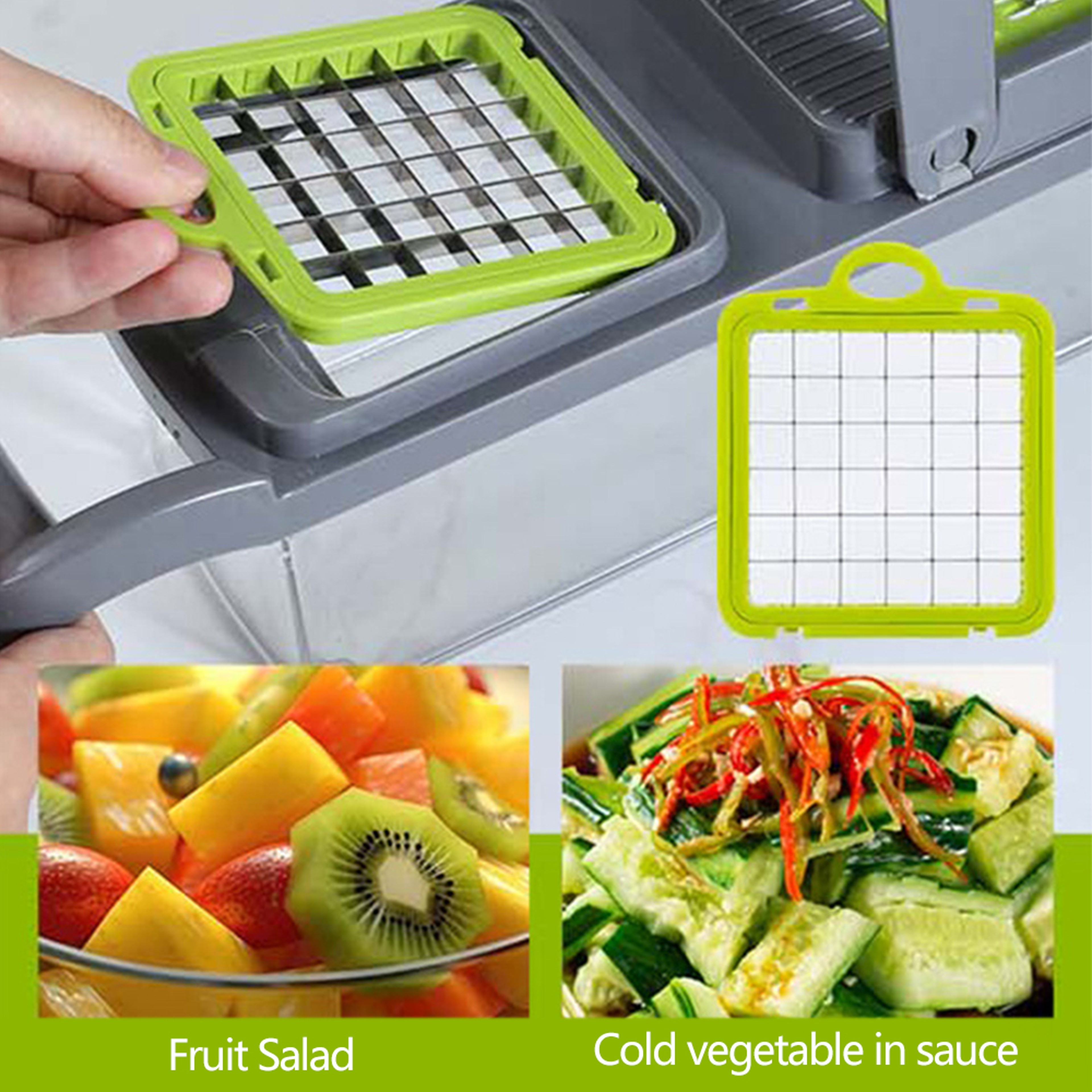 Multifunction Vegetable Slicer  Vegetable Chopper With Basket And Interchangeable Blades 1