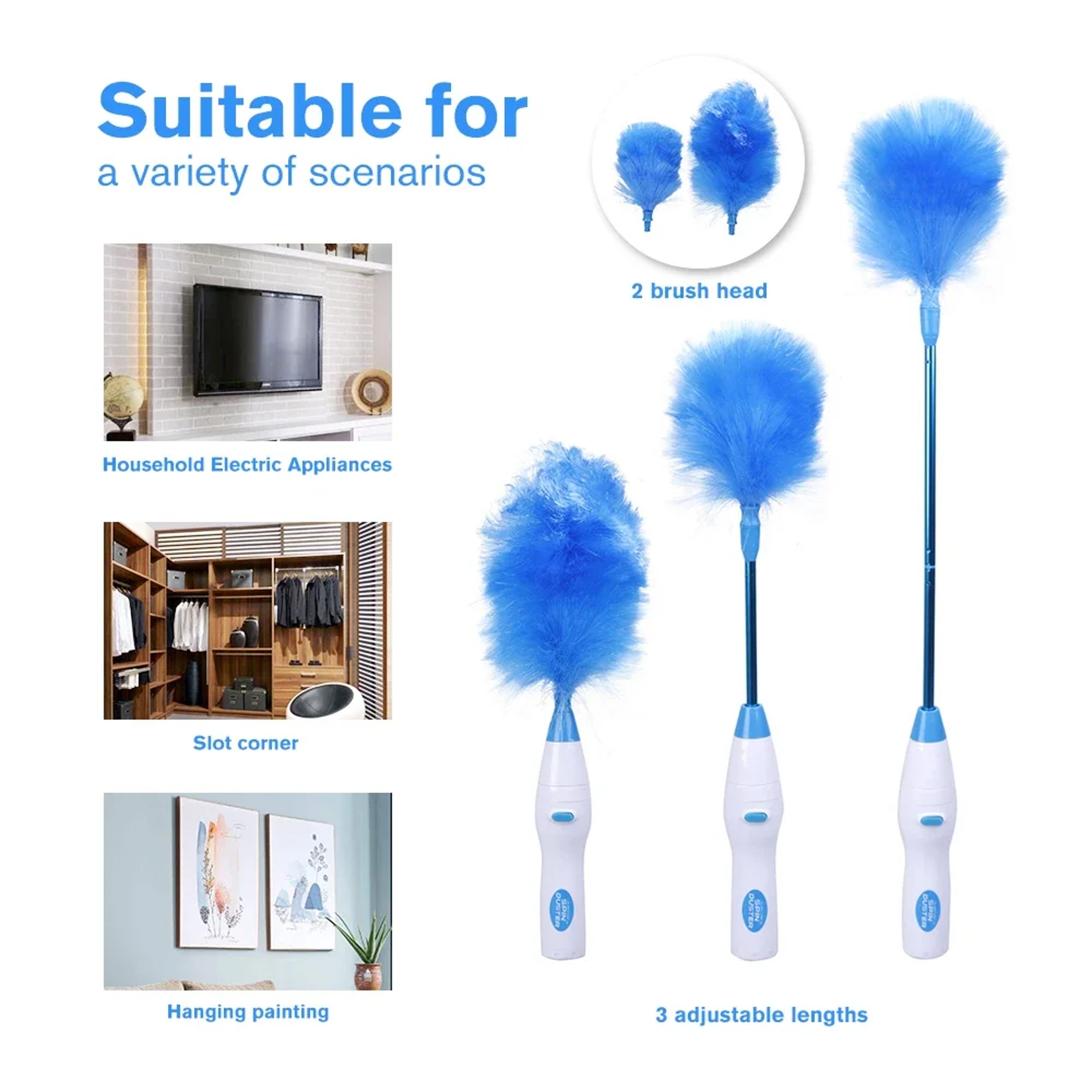 180 Electric Duster Cordless Dust Cleaning Brush For Window Blinds Furniture  HardtoReach Surfaces 1