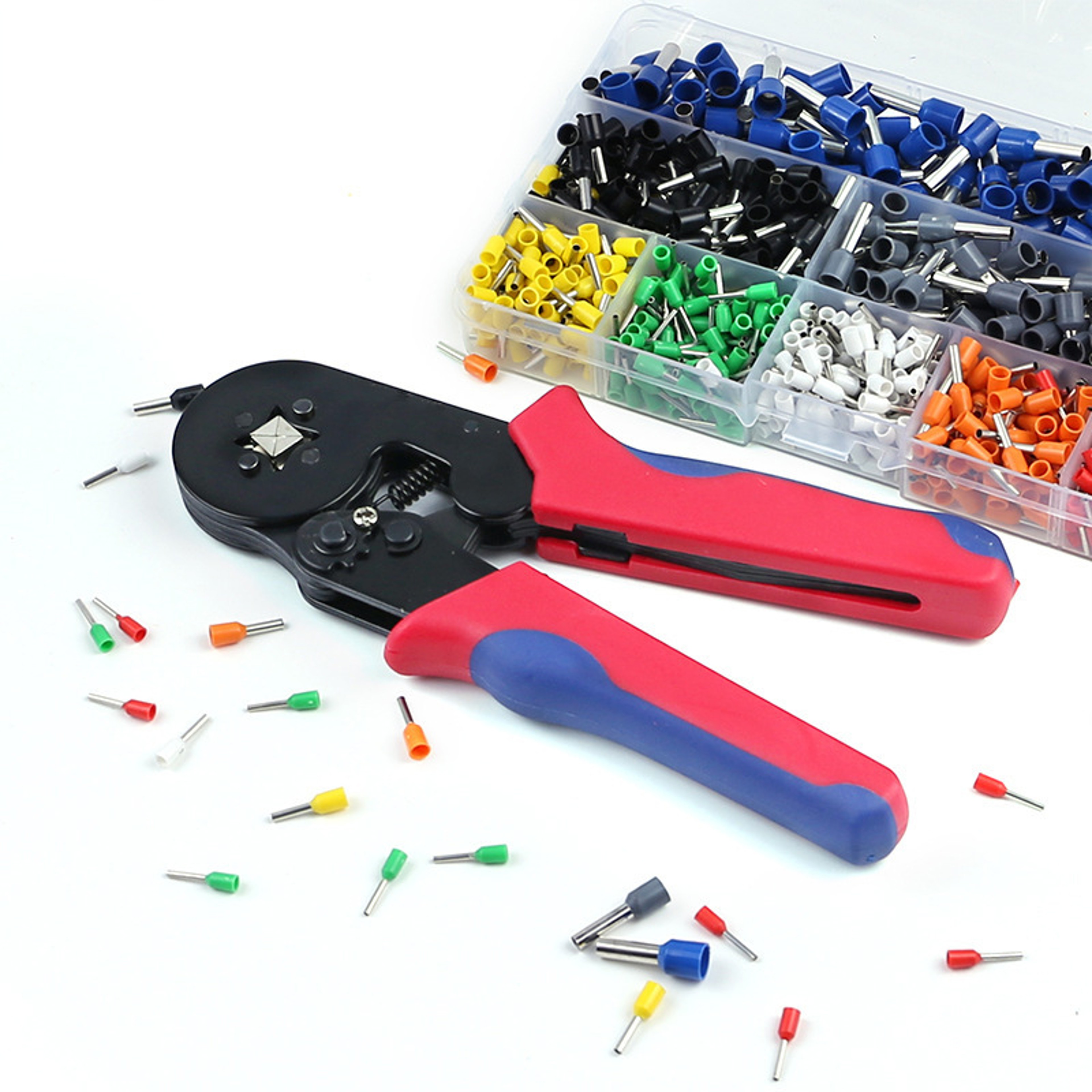 Professional Ferrule Crimping Tool Kit with 1200 Wire Ferrules and Ratcheting Crimping Pliers – view 2