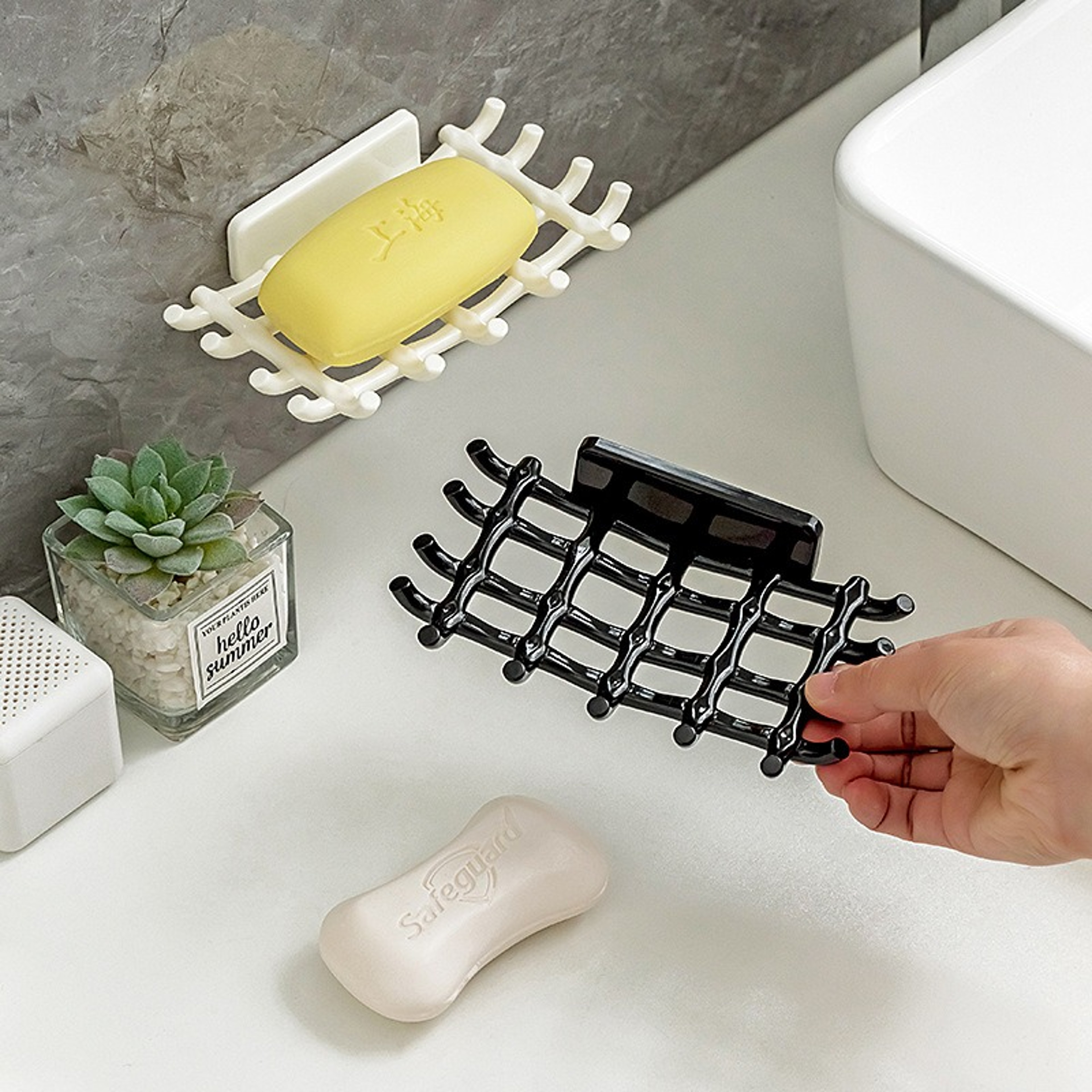 Premium Wall Mounted Soap Dish With Self Draining Design  No Drill Adhesive Bathroom Soap Rack 1