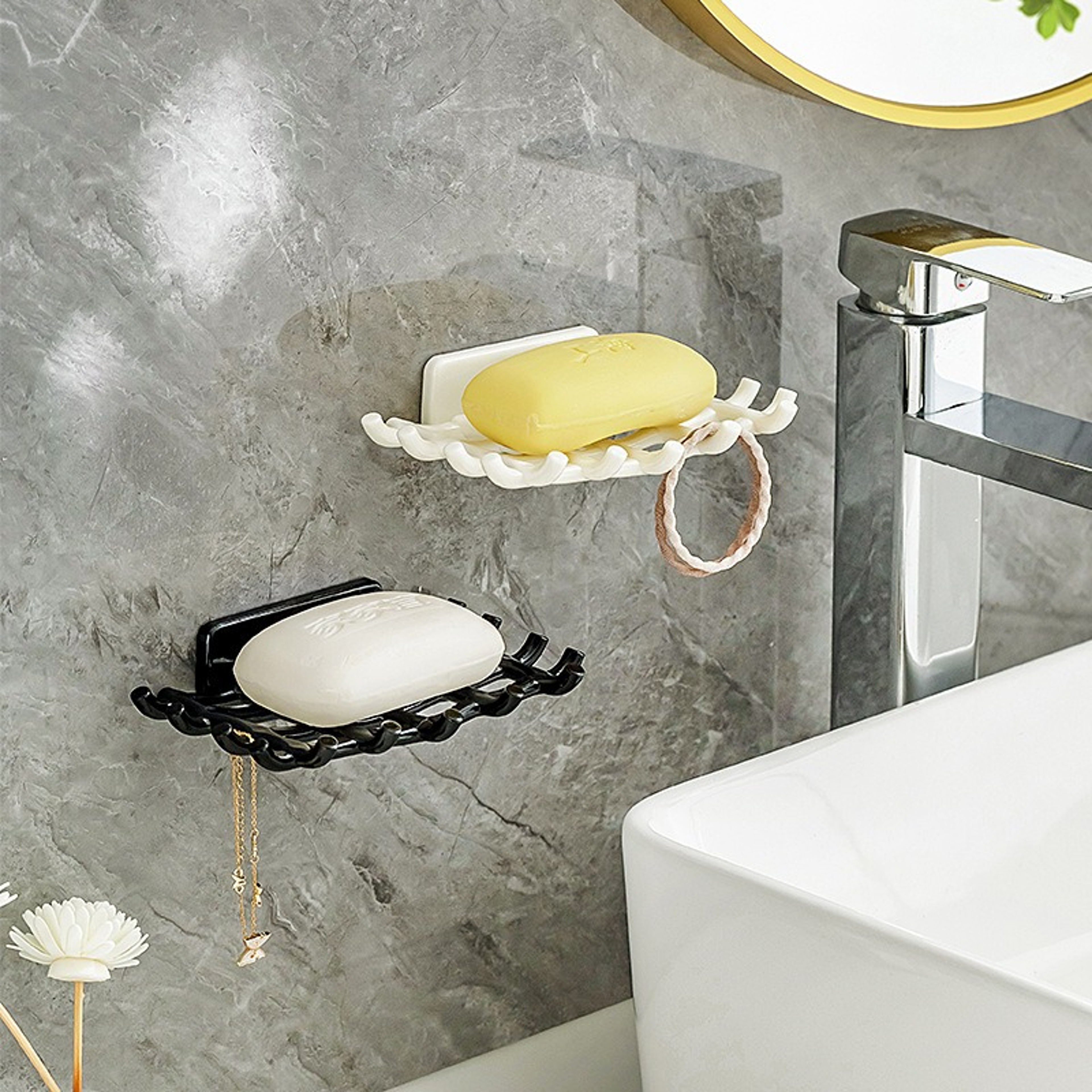 Premium Wall Mounted Soap Dish With Self Draining Design  No Drill Adhesive Bathroom Soap Rack 0
