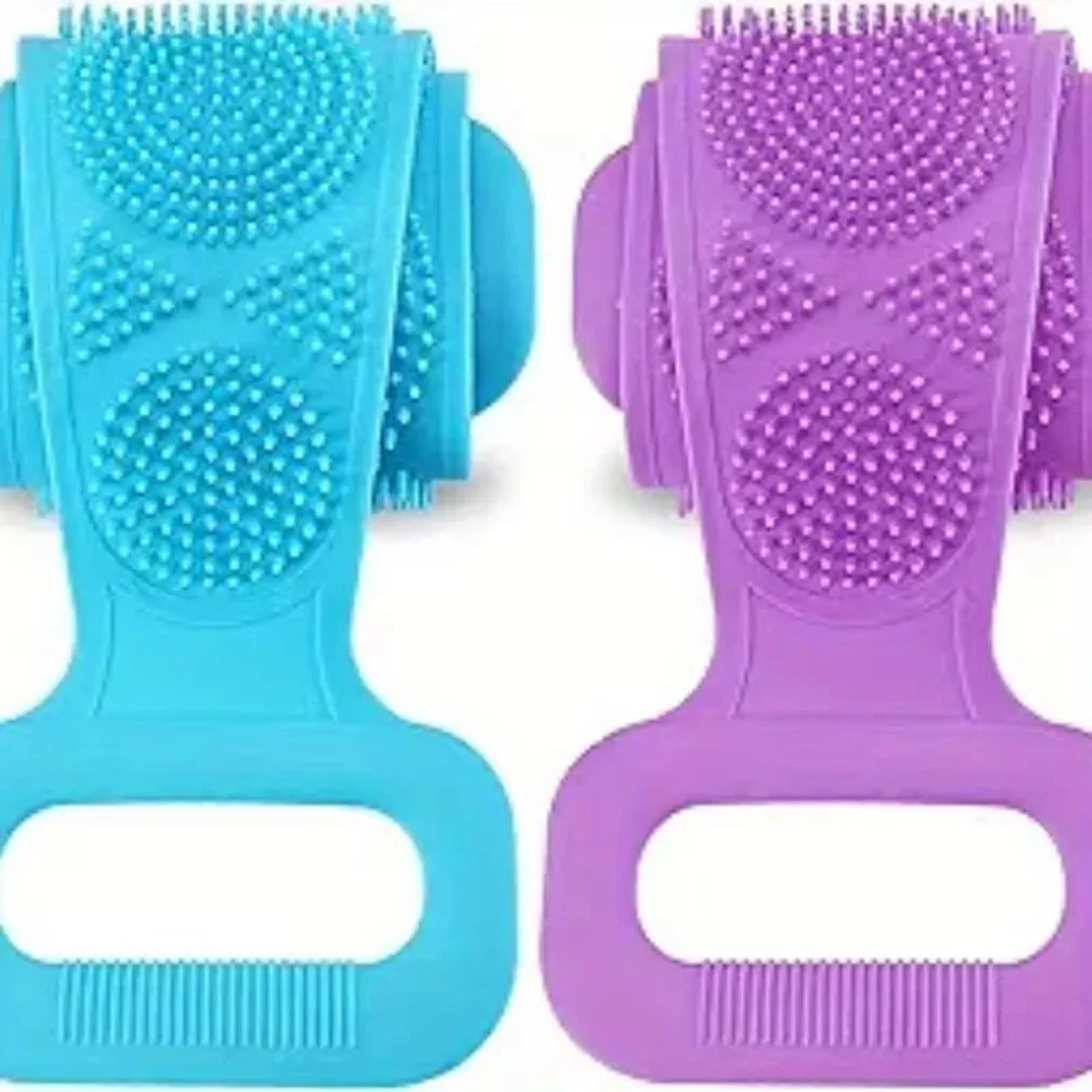 FlexClean Silicone Body Scrubber Exfoliating Bath Brush With Back Strap 1