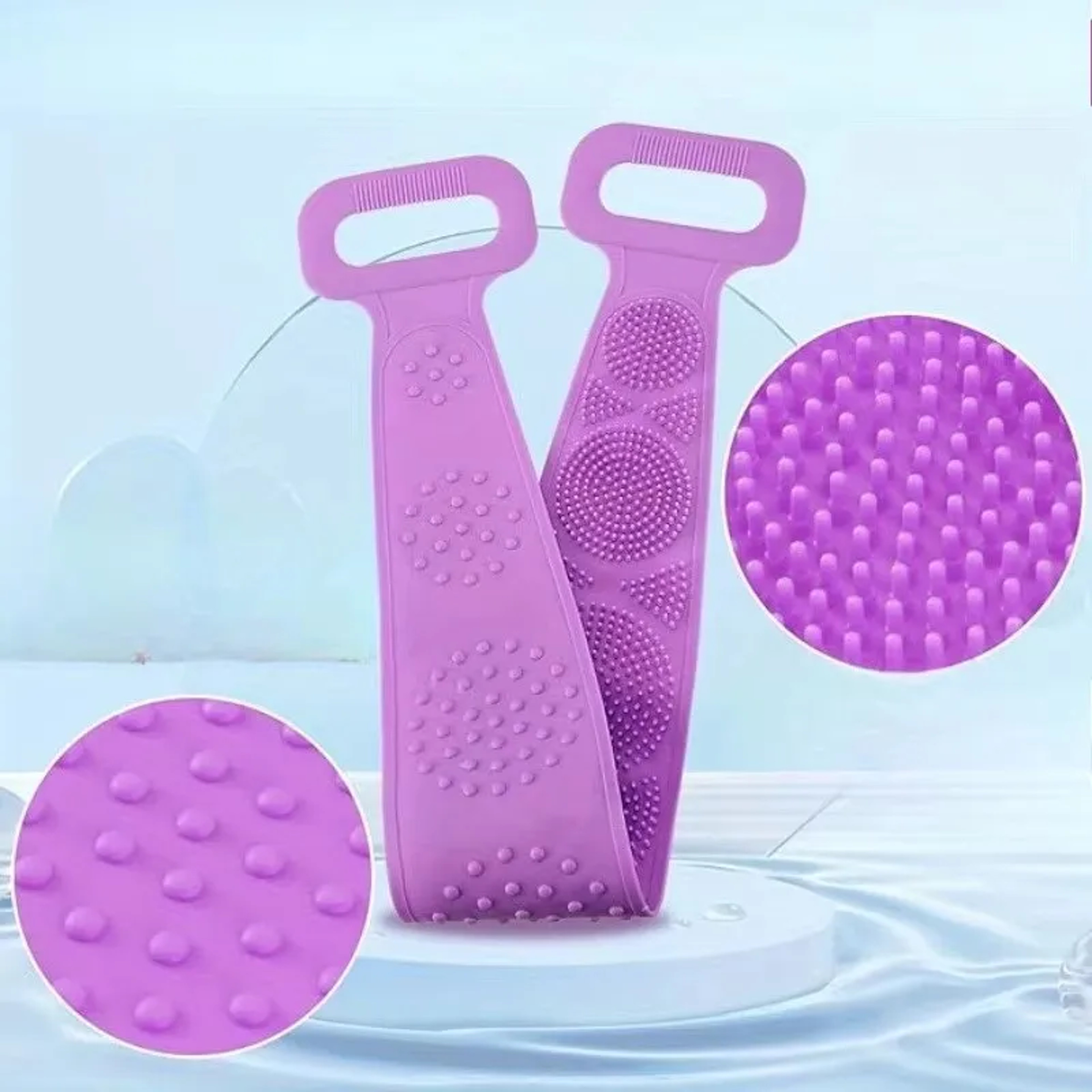 FlexClean Silicone Body Scrubber Exfoliating Bath Brush With Back Strap 5