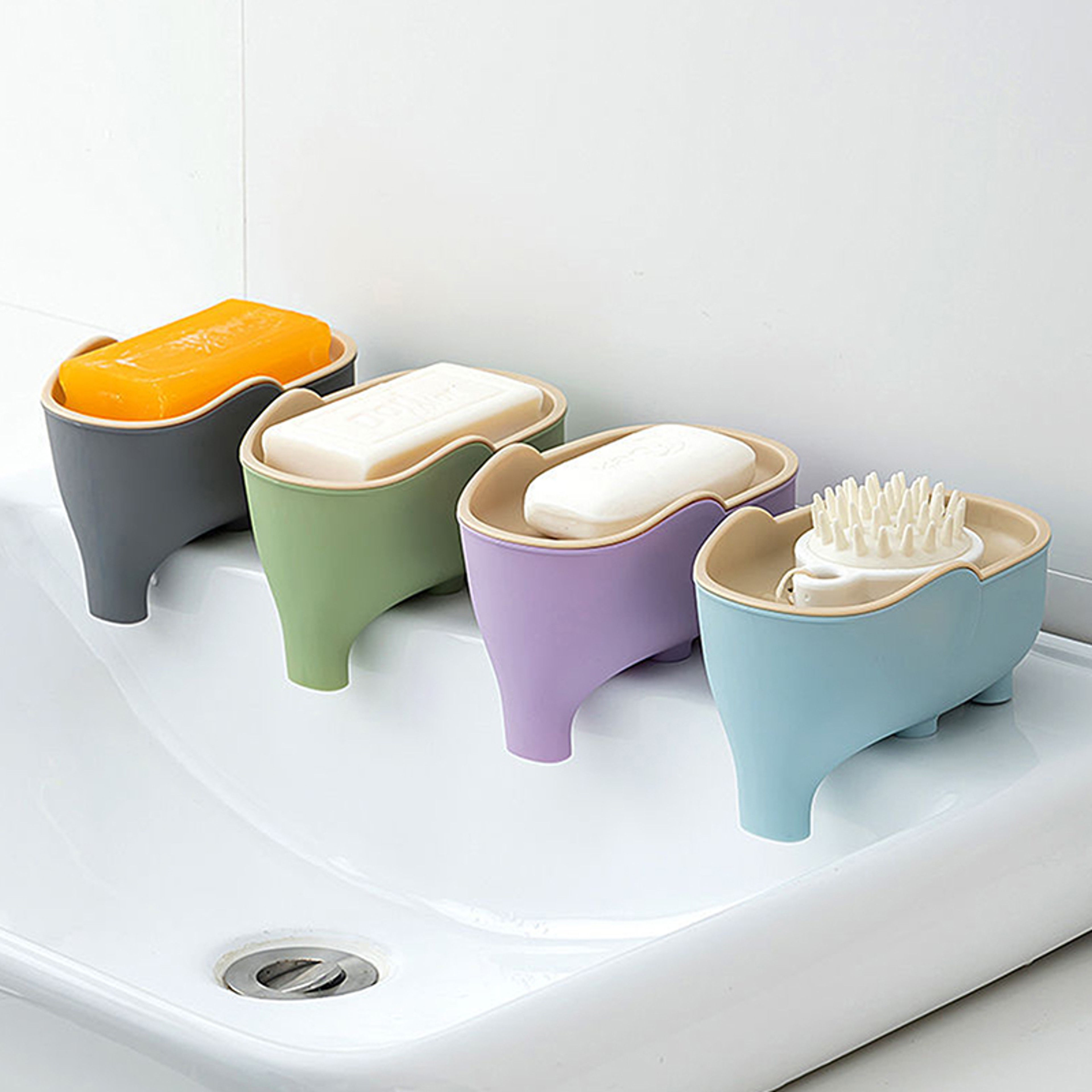 Elephant Self Draining Soap Dish With Waterproof Drain Rack  Cute Bathroom Soap Dish  Soap Saver Tr 0