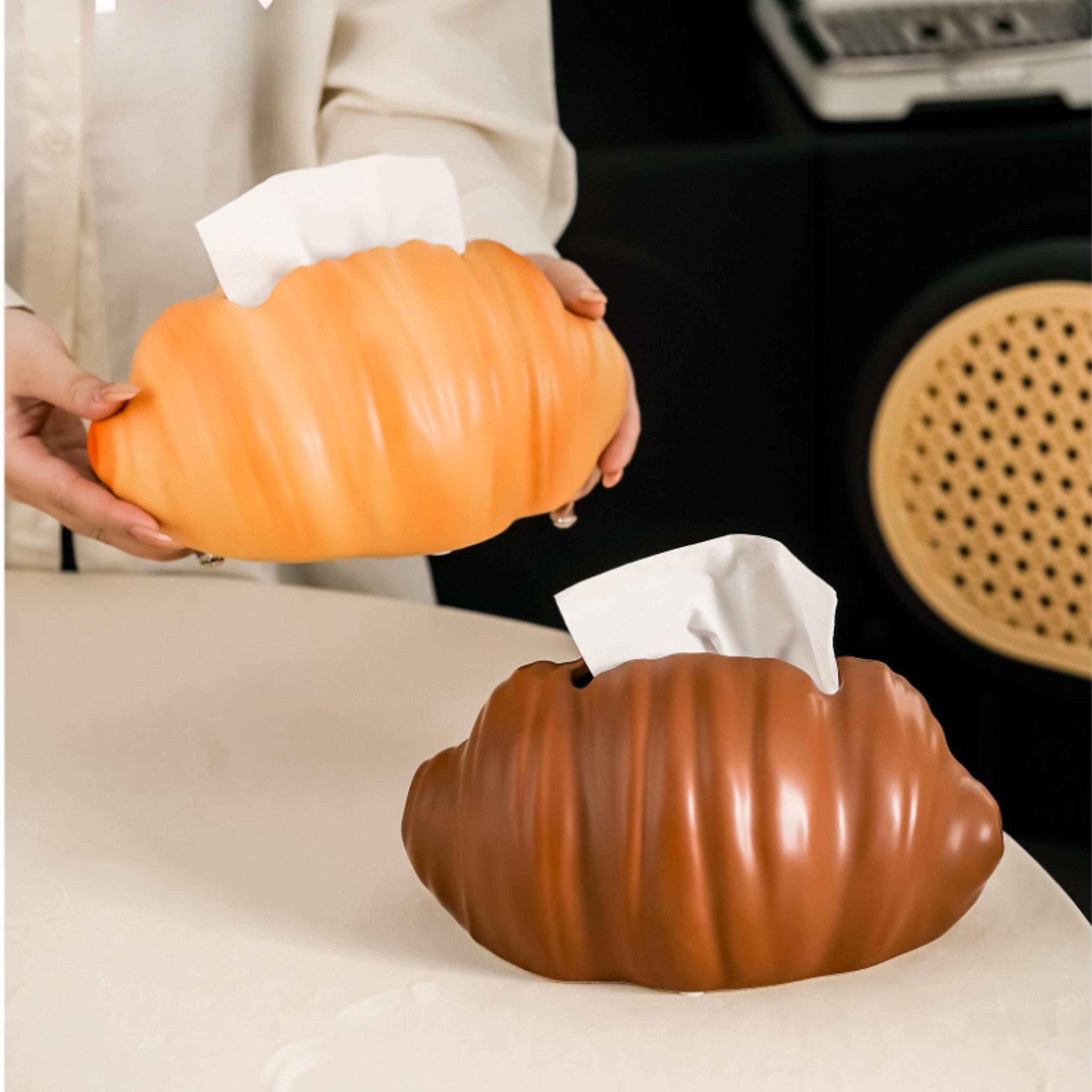Croissant Ceramic Tissue Box Decorative Tissue Holder For Bathroom Living Room  Home Decor 3