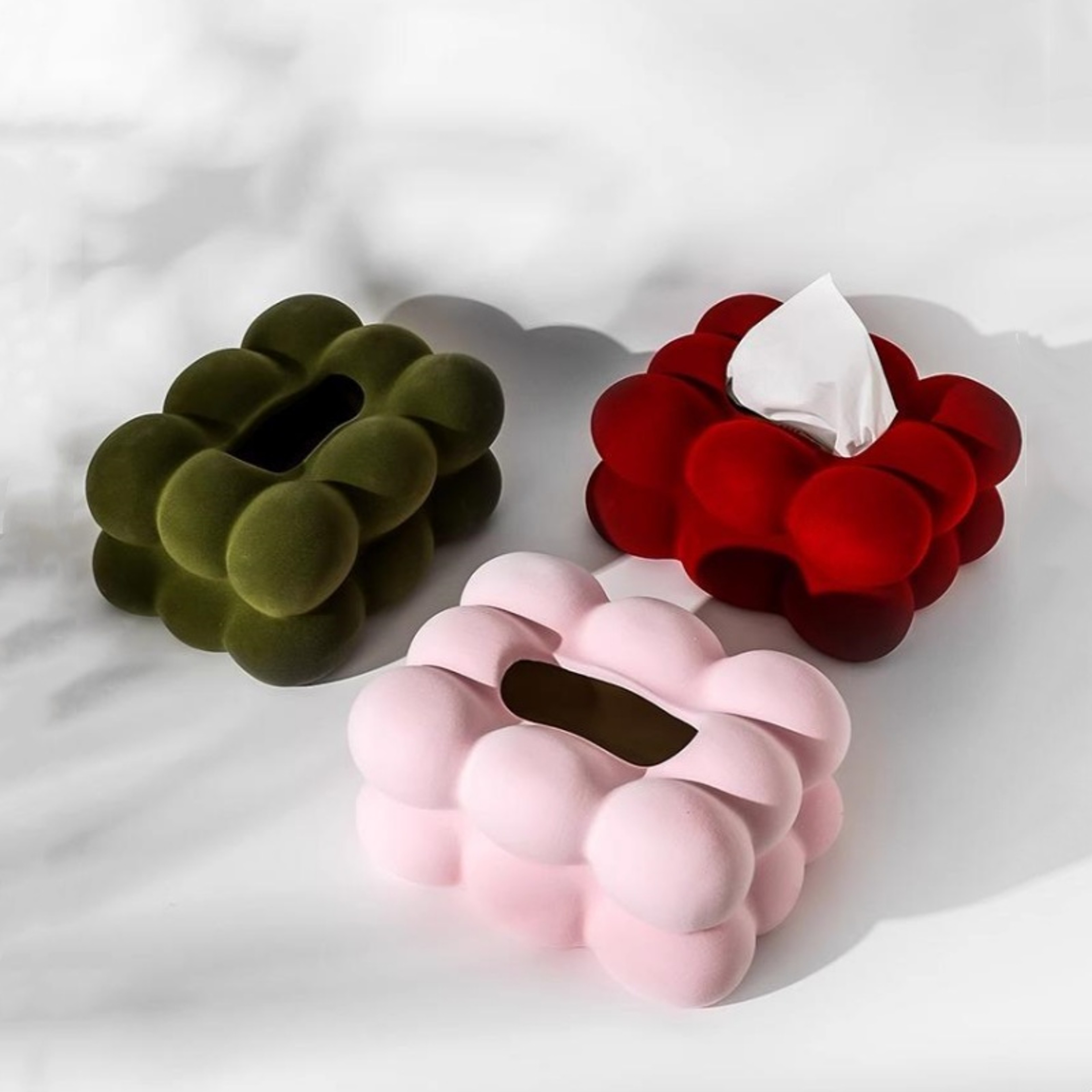 Bubble Velvet Decorative Tissue Box Cover Modern Tabletop Tissue Holder – view 1