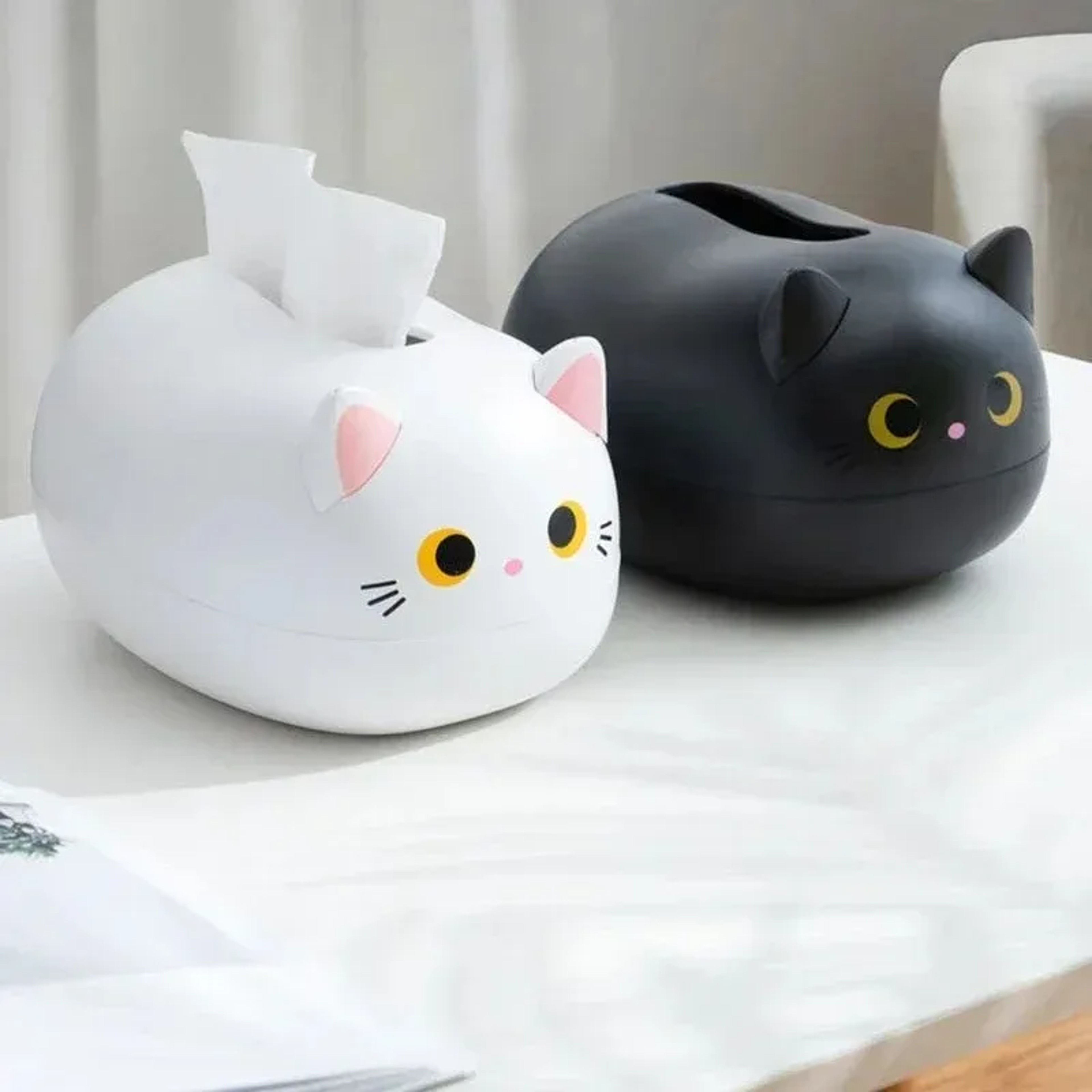 Cute Cat Tissue Box Cover Kawaii Tissue Holder for Bathroom, Desk & Kitchen – view 2