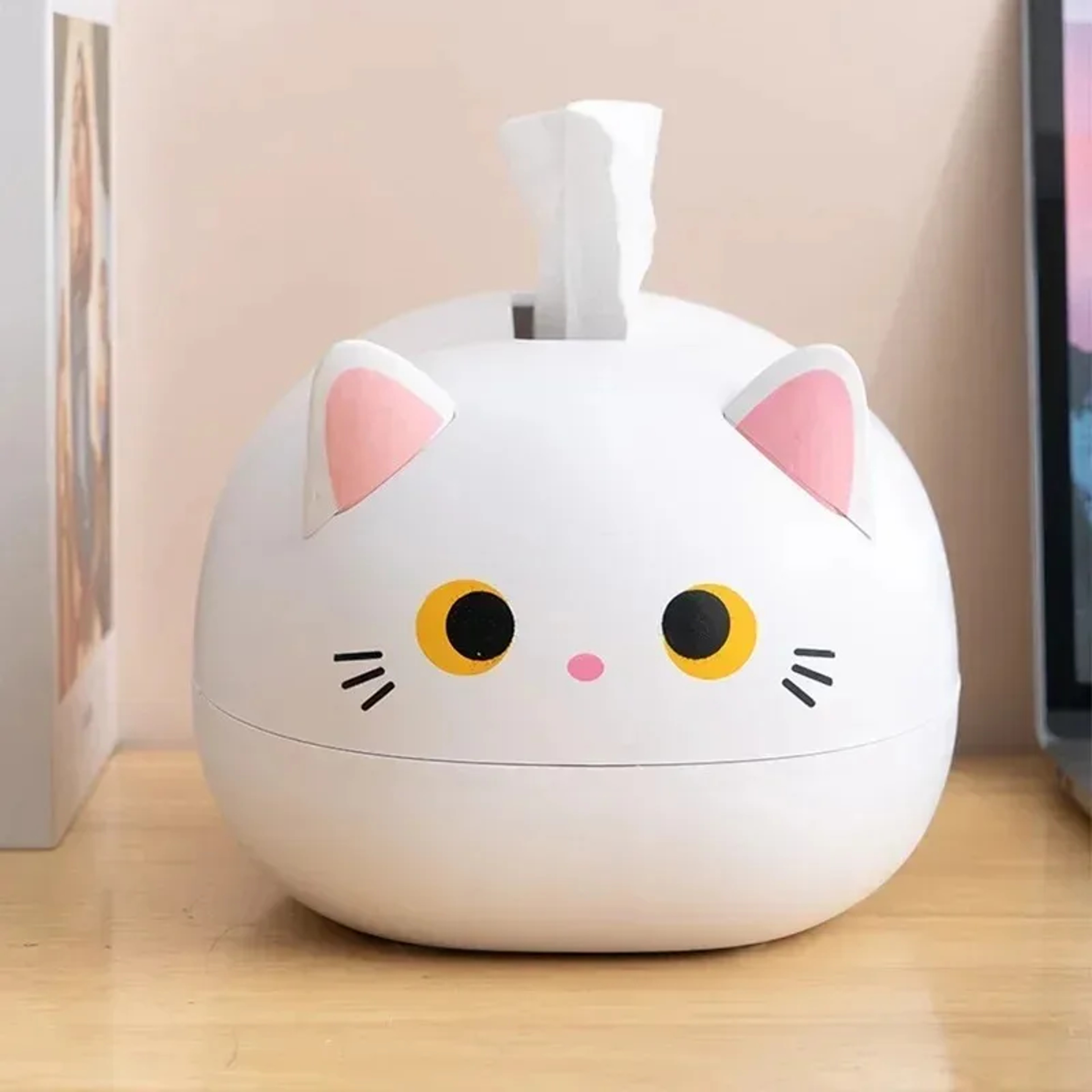 Cute Cat Tissue Box Cover Kawaii Tissue Holder for Bathroom, Desk & Kitchen – view 3
