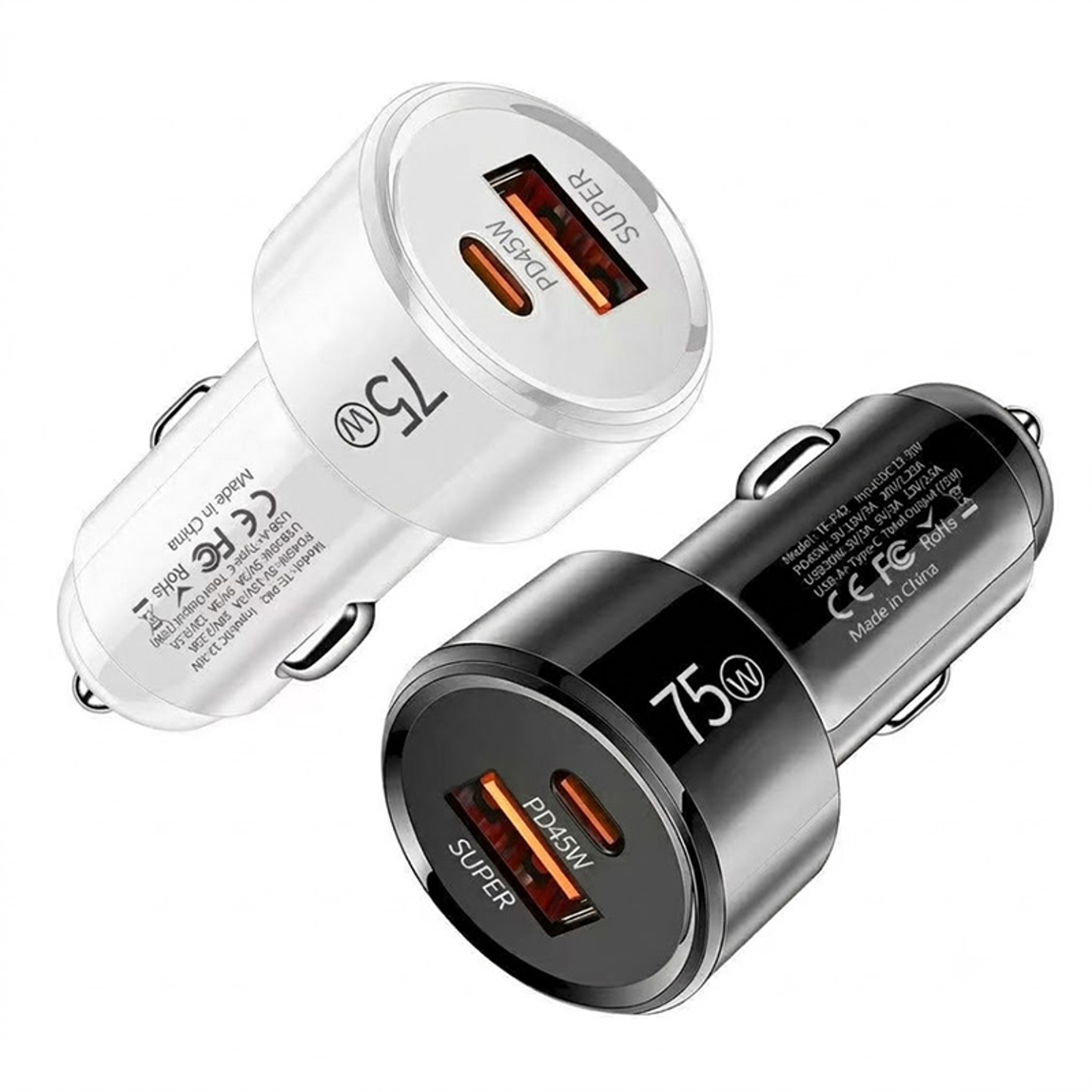75W Car Charger Dual USB C  USB Fast Car Charger With 45W PD And 30W QC For IPhone  Android 0