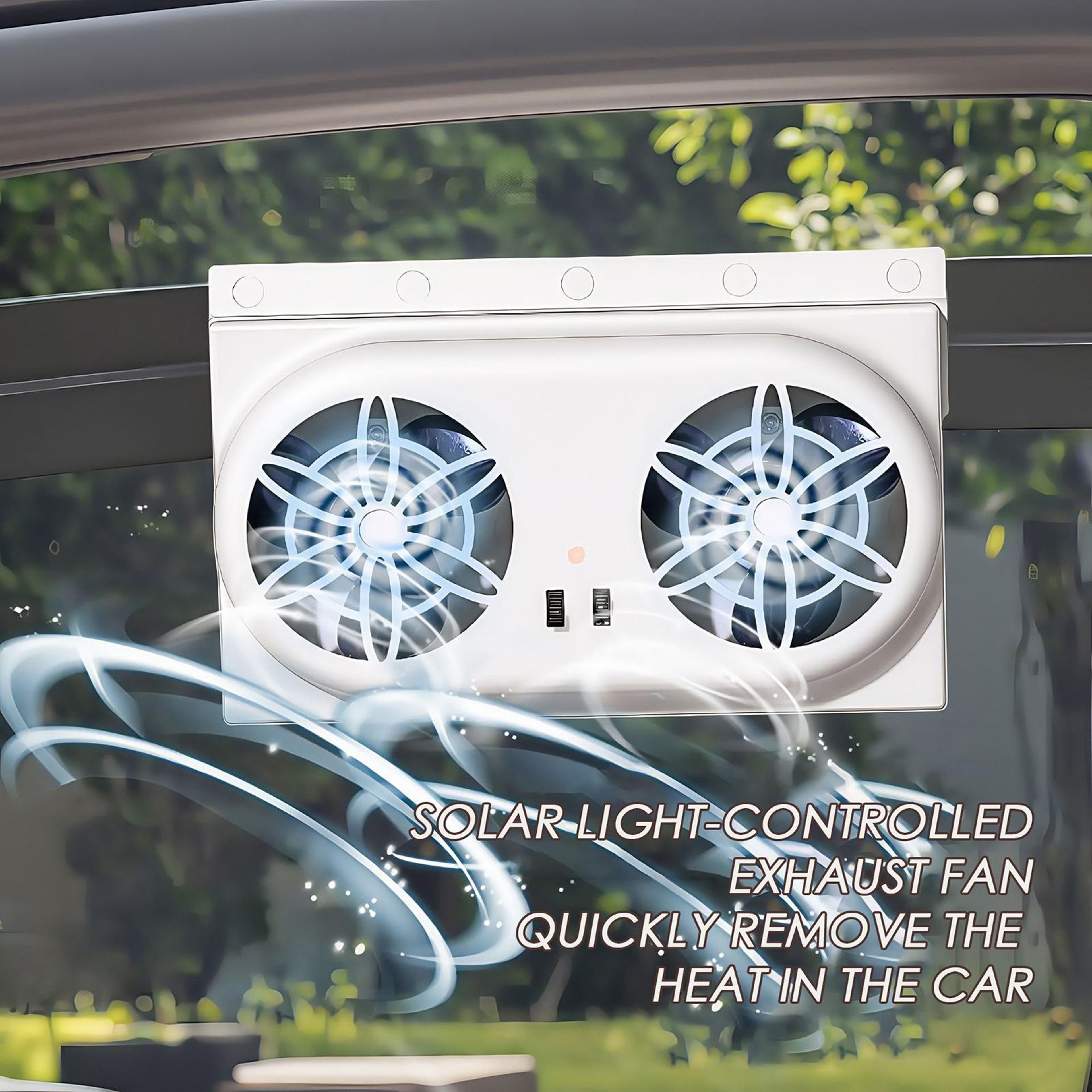 Solar Car Fan USB Rechargeable Car Window Cooler Portable Car Cooling Fan 2