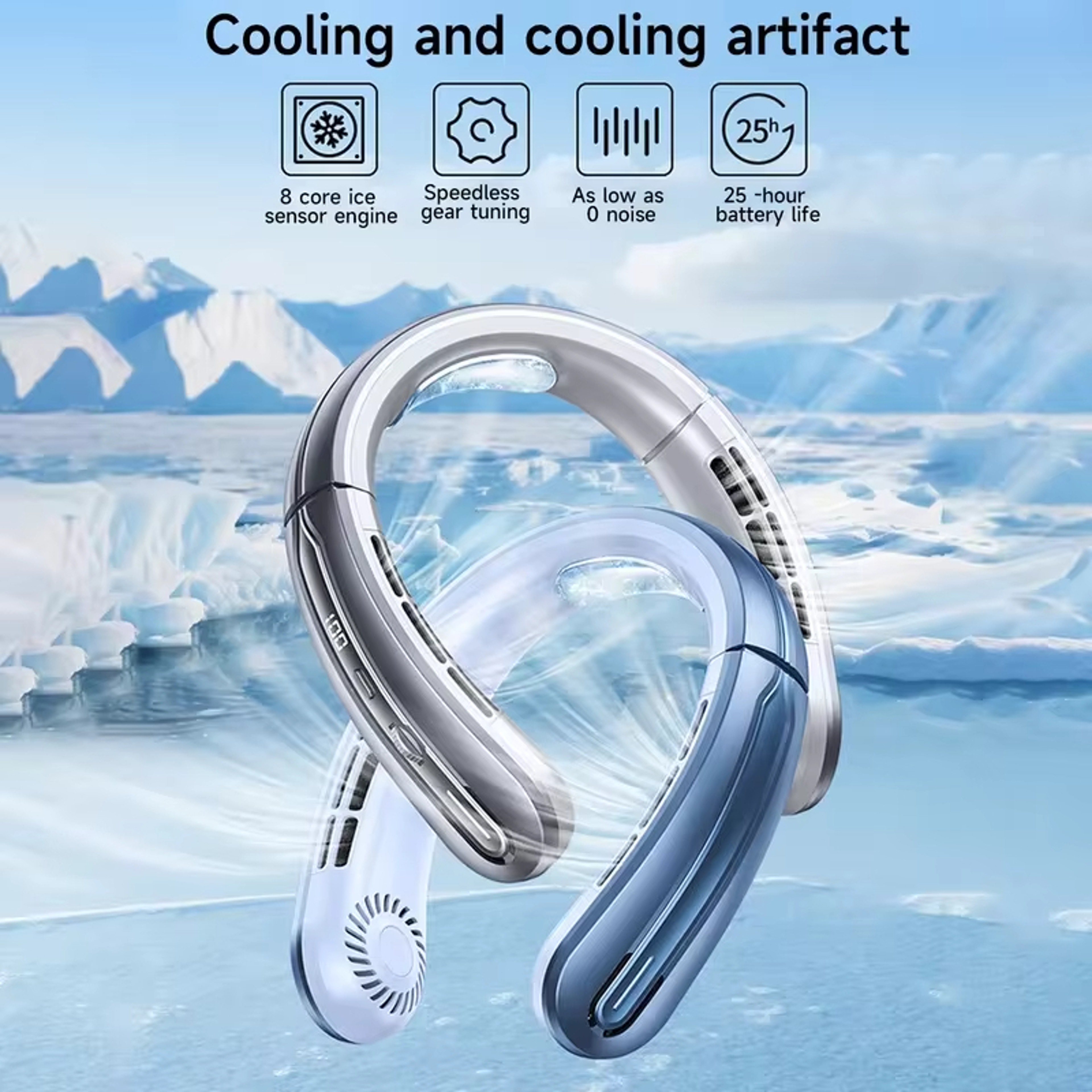 StayCool Bladeless Neck Fan USB Rechargeable Portable Personal Cooling Fan With Digital Display 6