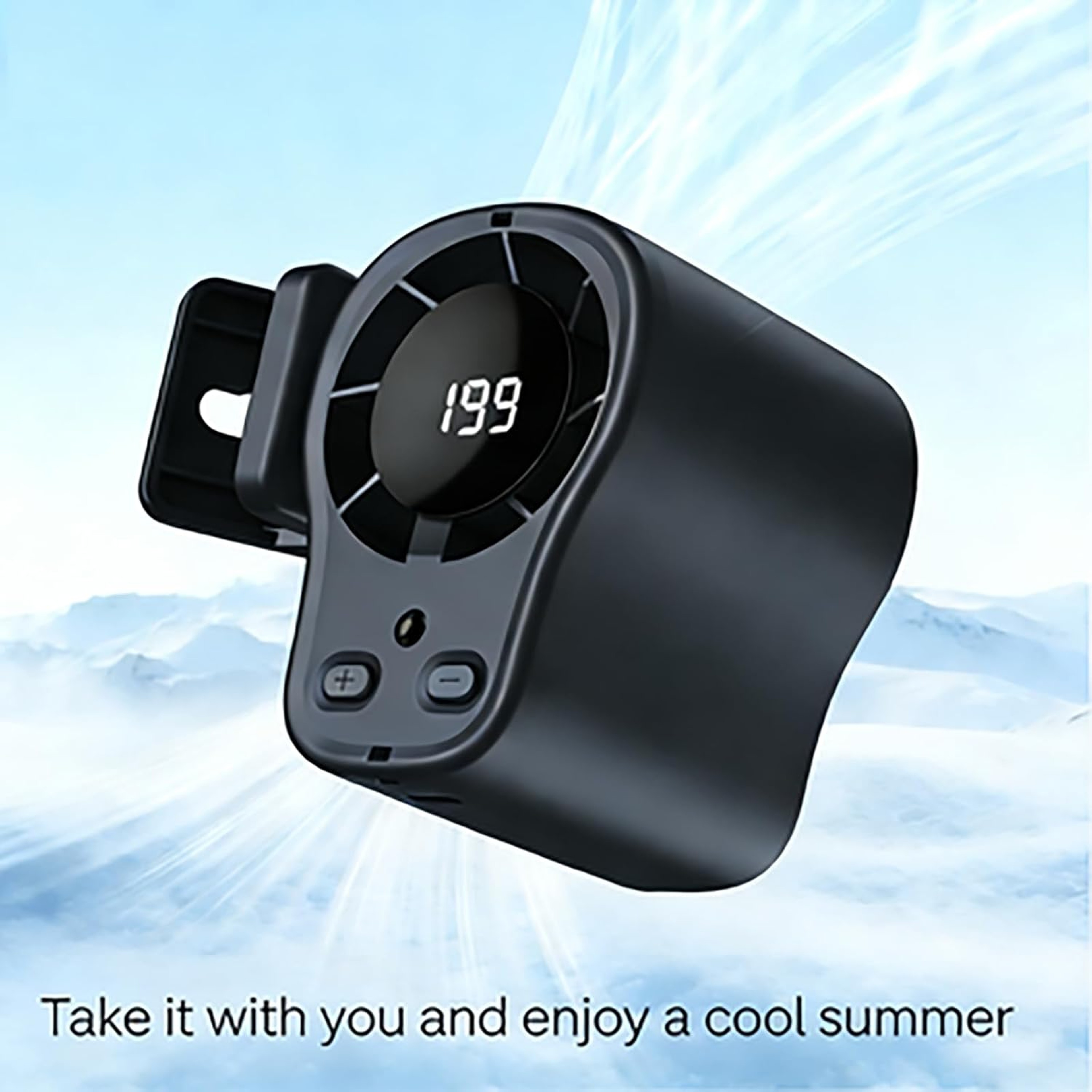 Portable Car Cooling Fan With LED Display 360 Adjustable Clip On USB Cooling Fan 1