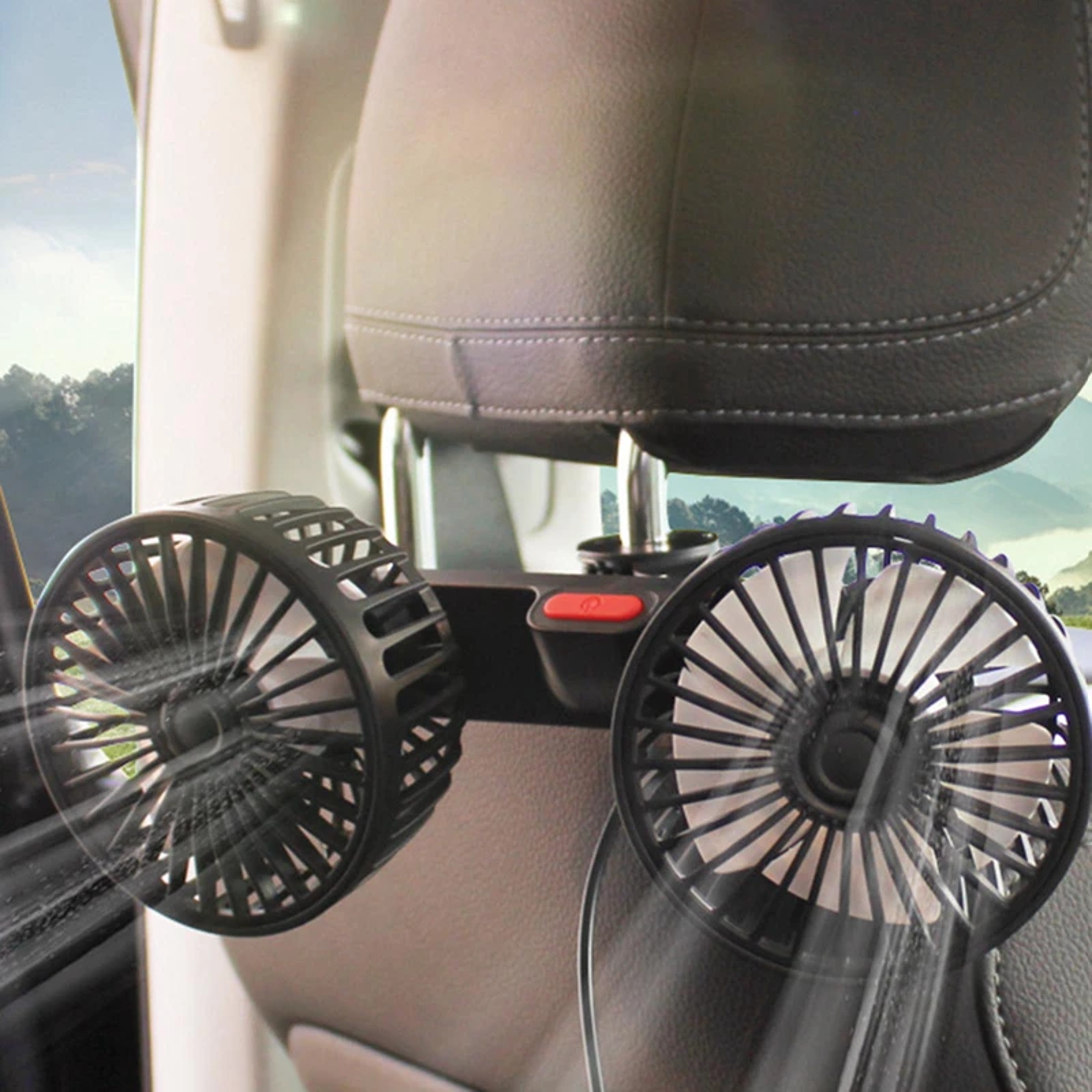 Dual Head Car Cooling Fan USB Portable 360° Rotating 3 Speed Fan for Car, Home & Office – view 1