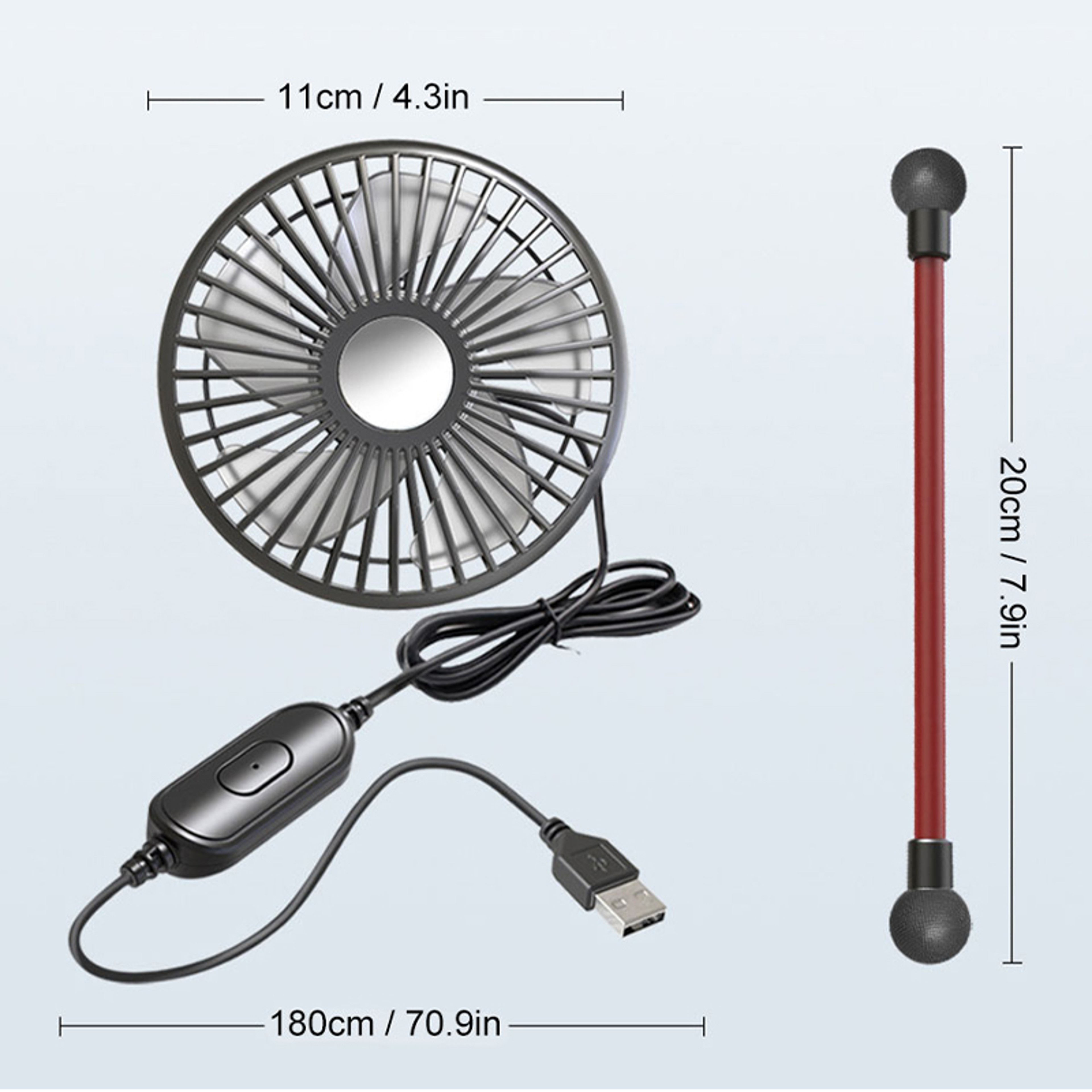 360 USB Car Back Seat Fan With 3 Speeds  Rear Seat Cooling Fan For Summer Travel 1