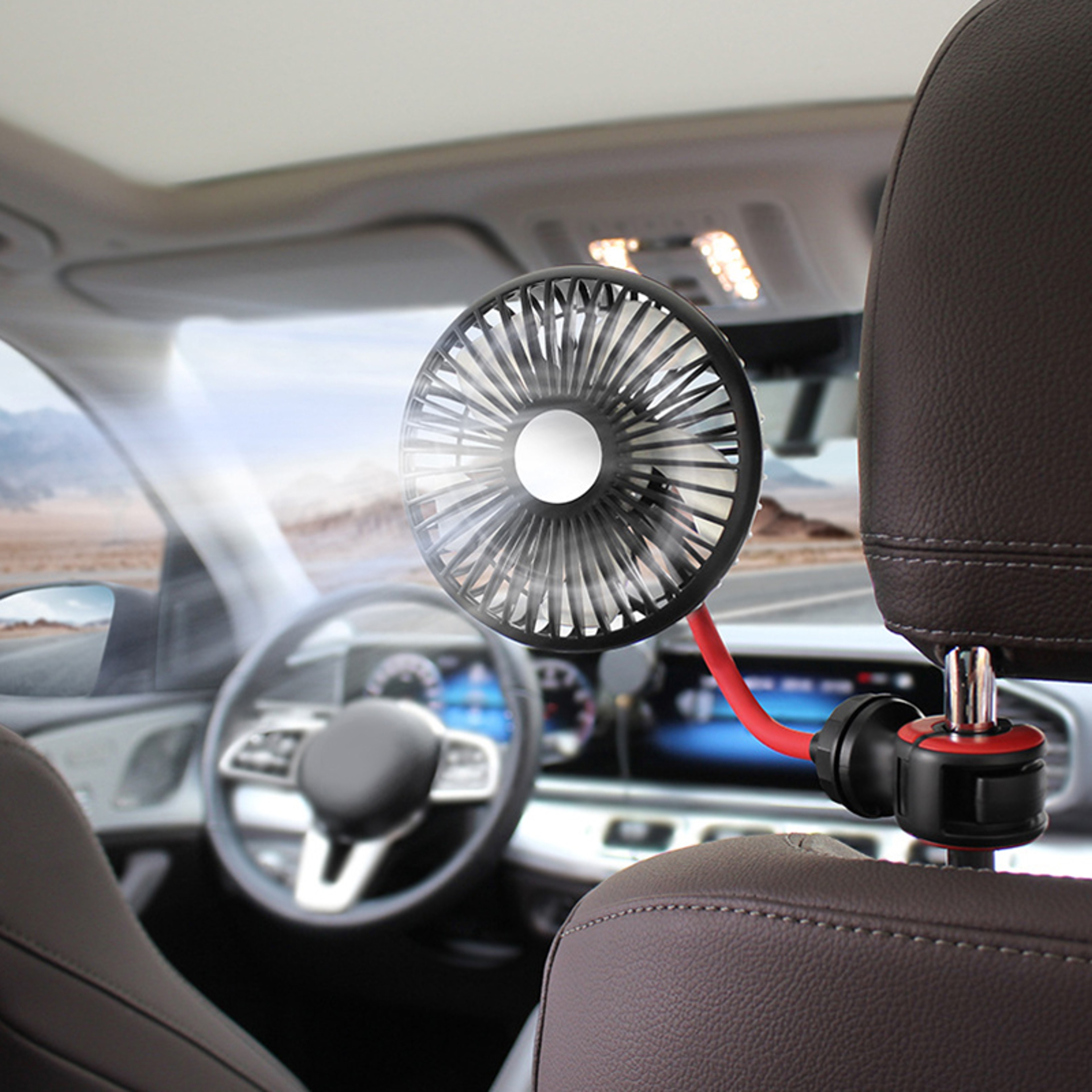 360 USB Car Back Seat Fan With 3 Speeds  Rear Seat Cooling Fan For Summer Travel 0