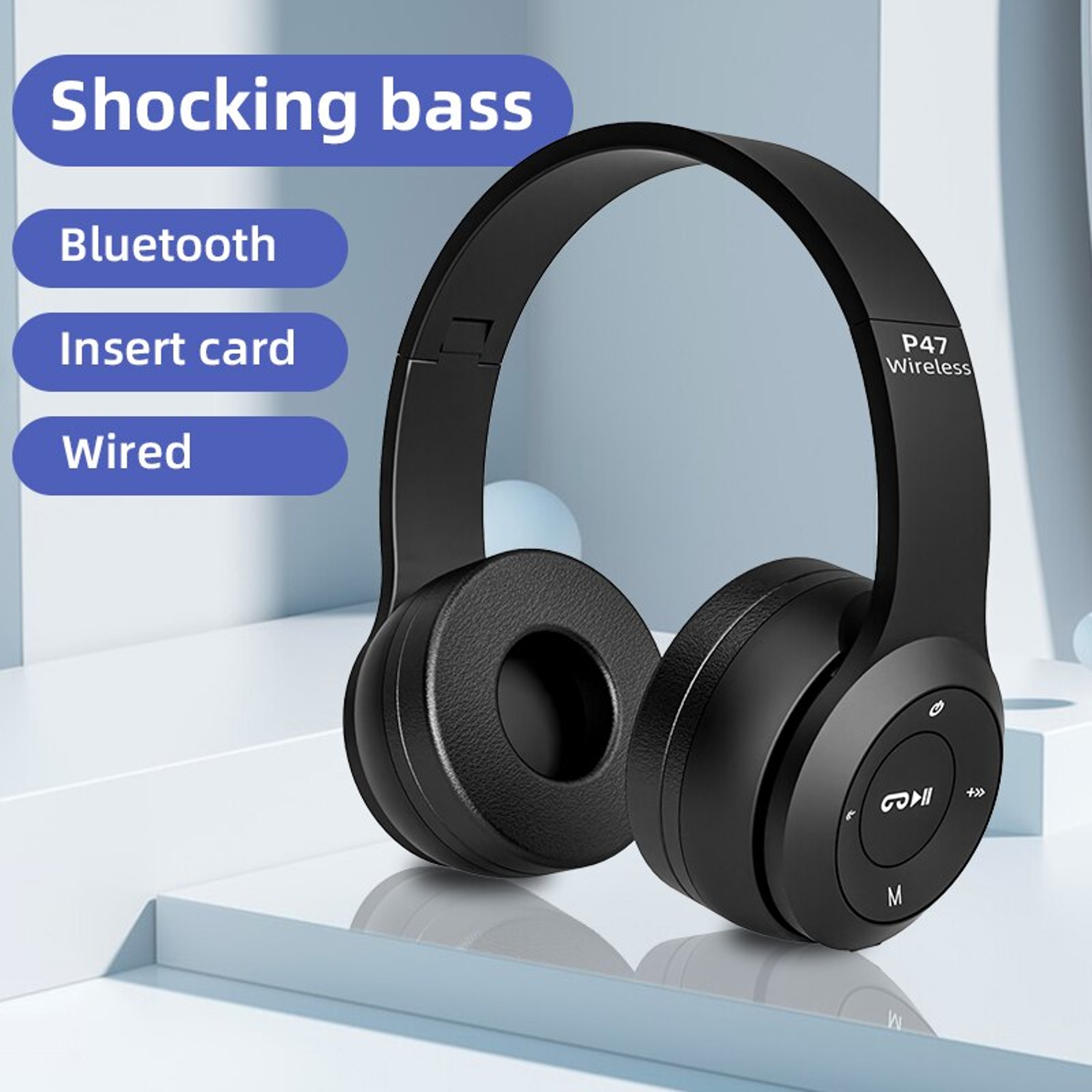 P47 Bluetooth Headphones Wireless Foldable Stereo Bass Headset With BuiltIn Mic 8