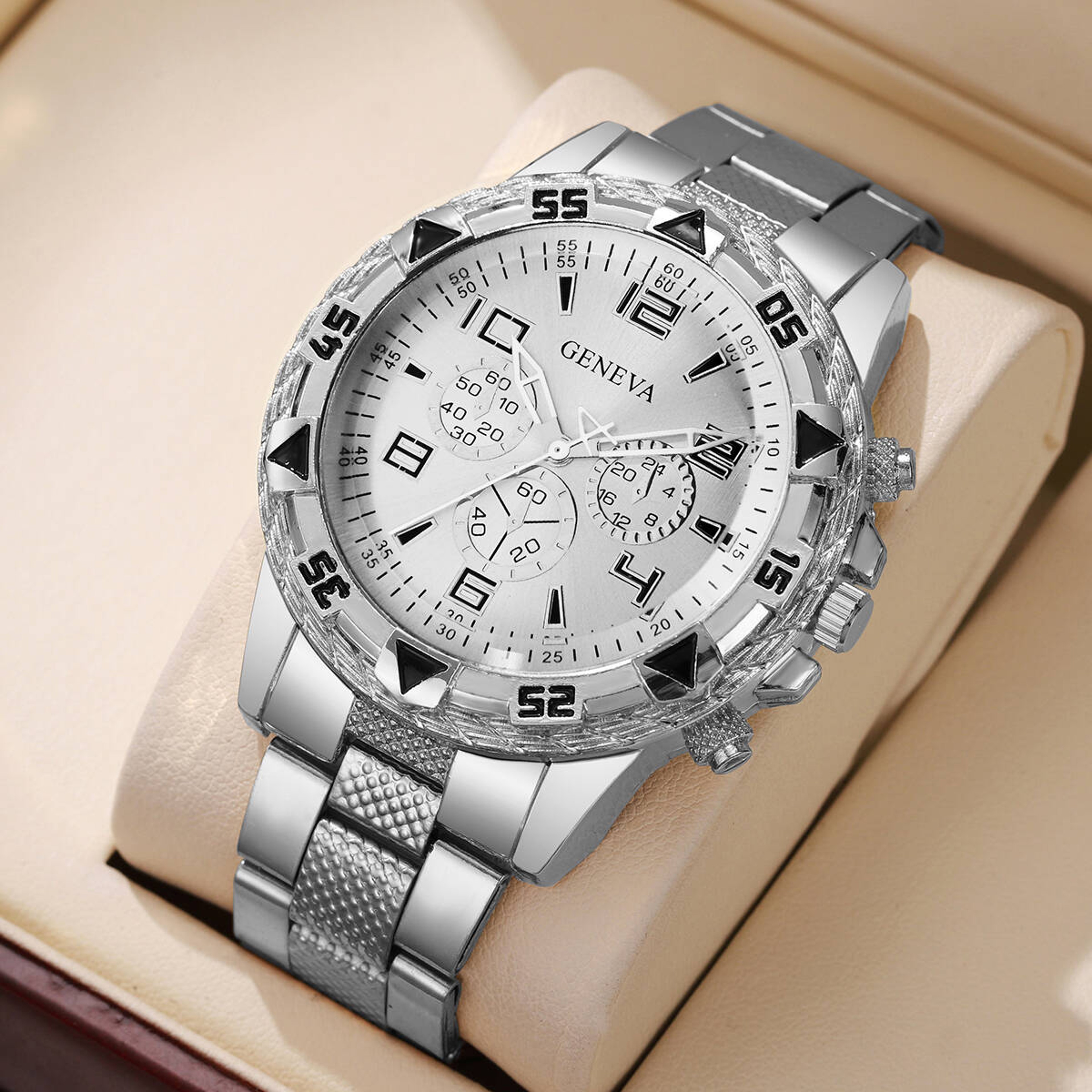 Executive Mens Quartz Watch With Large Dial Business Style Timepiece 0
