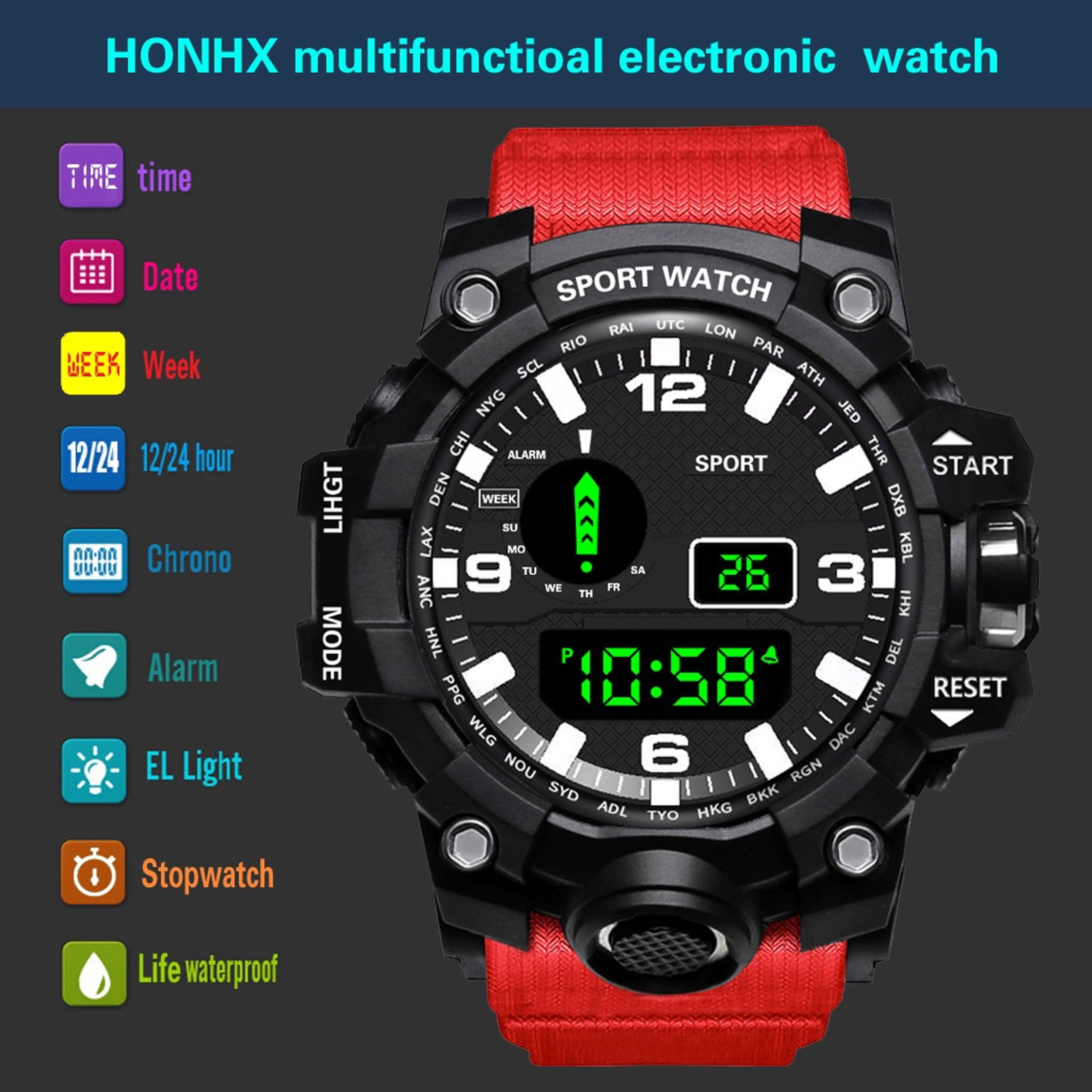 TrailSync Digital Sports Watch For Men  Women LED Outdoor Sports Watch Water Resistant 4