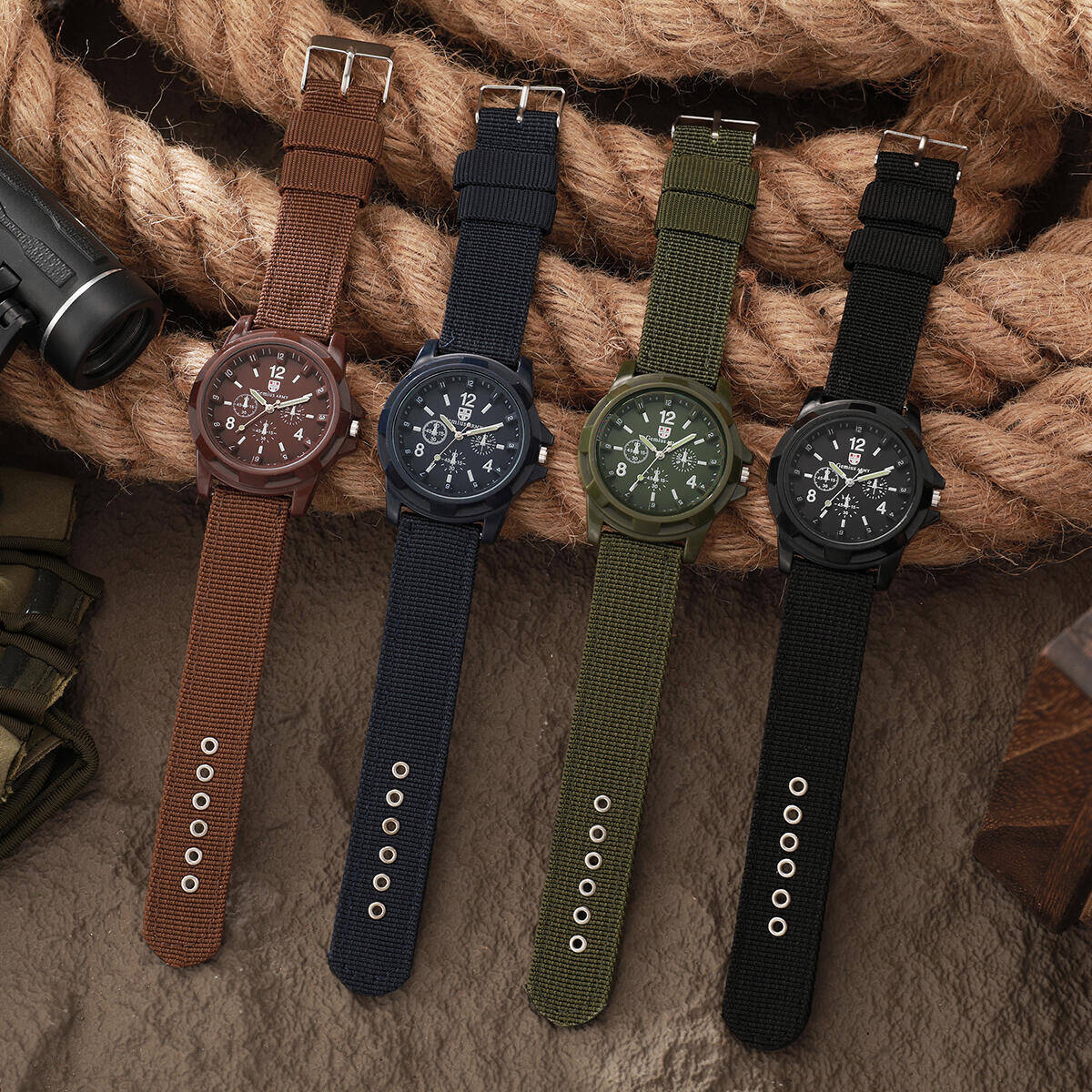 Rugged Military Watch For Men With Nylon Strap Sport Quartz Tactical Wrist Watch 0
