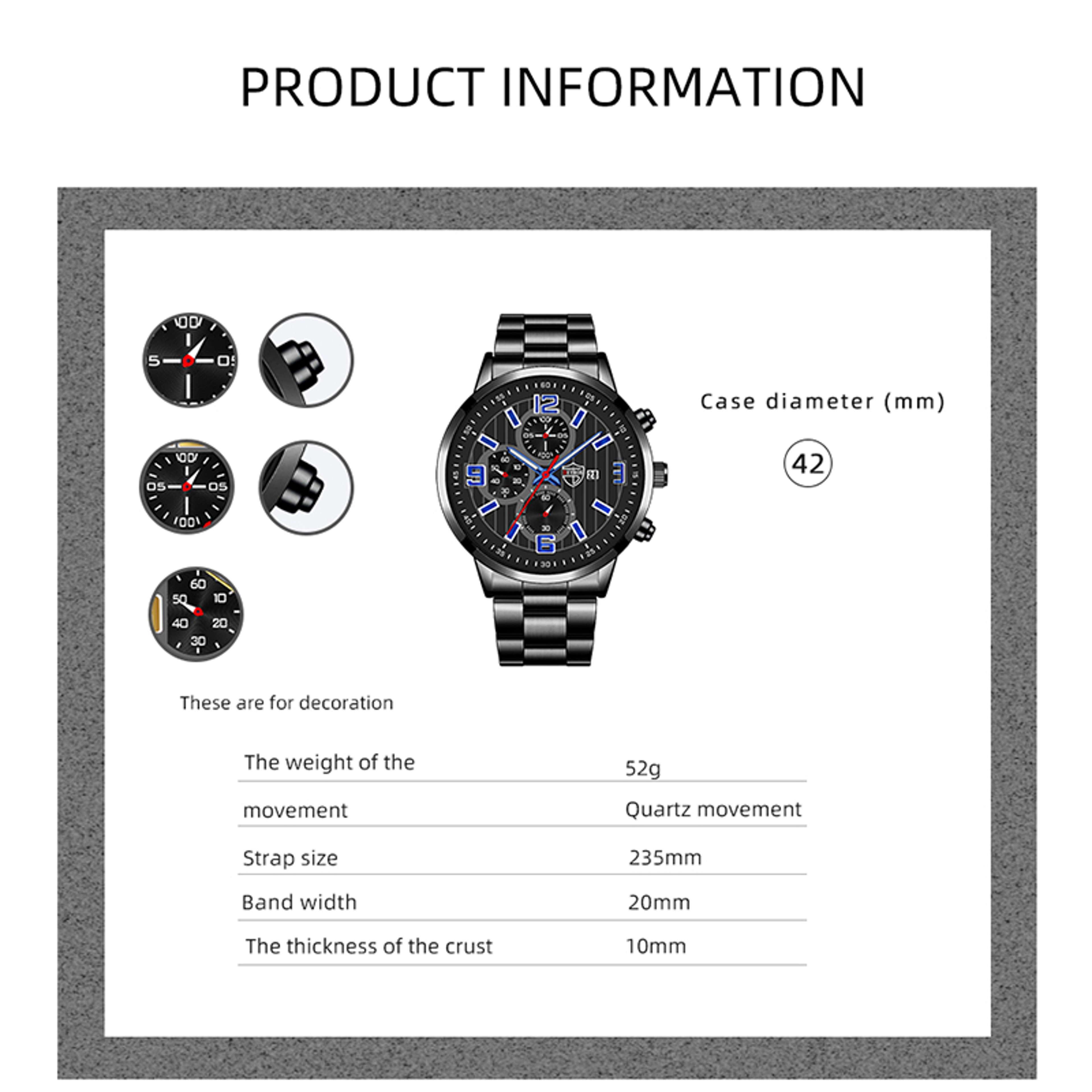 Executive Mens Quartz Watch With Calendar Luminous Dial  Leather Strap For Business And Casual Wear 2