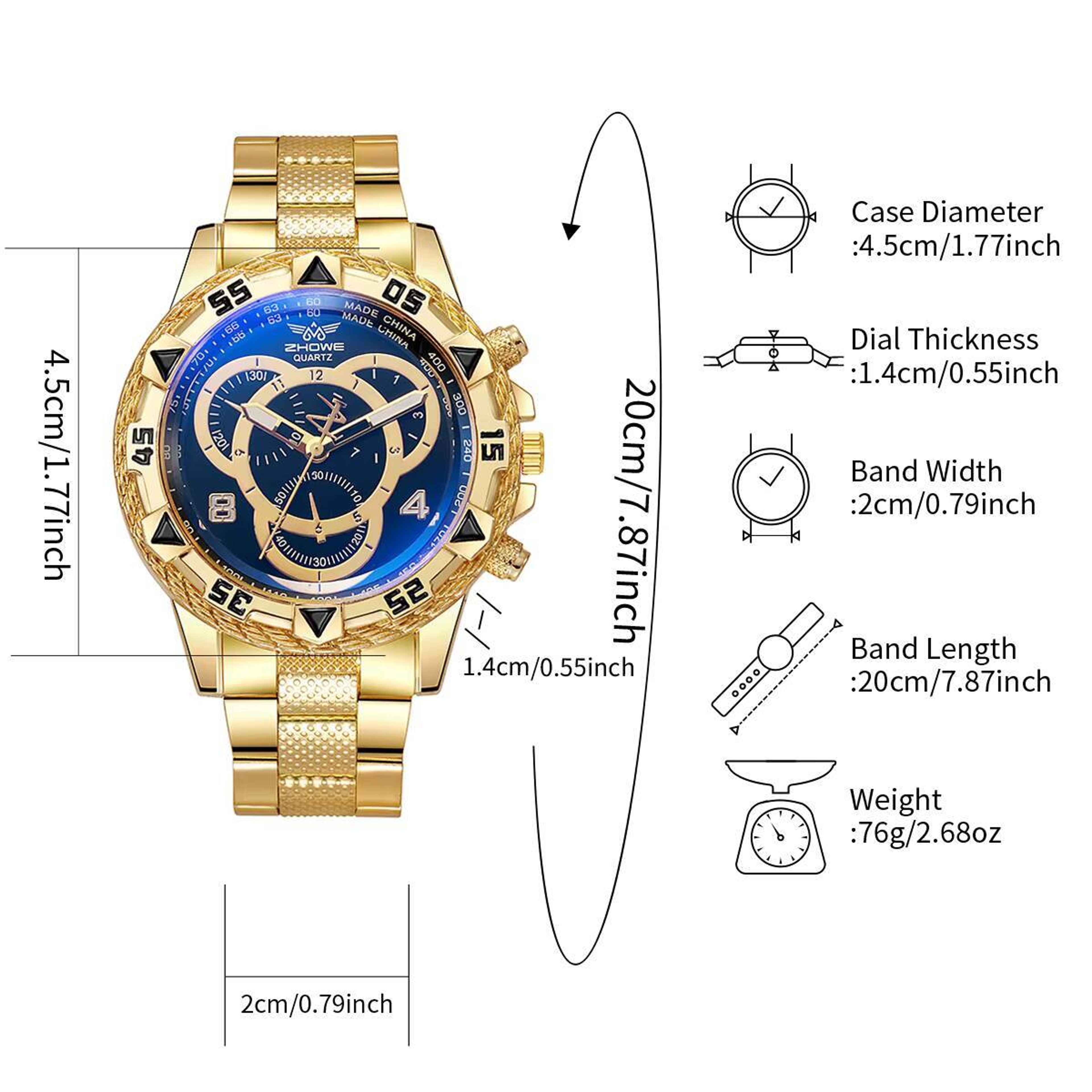 Executive Mens Business Watch With Large Dial Analog Quartz Movement 5