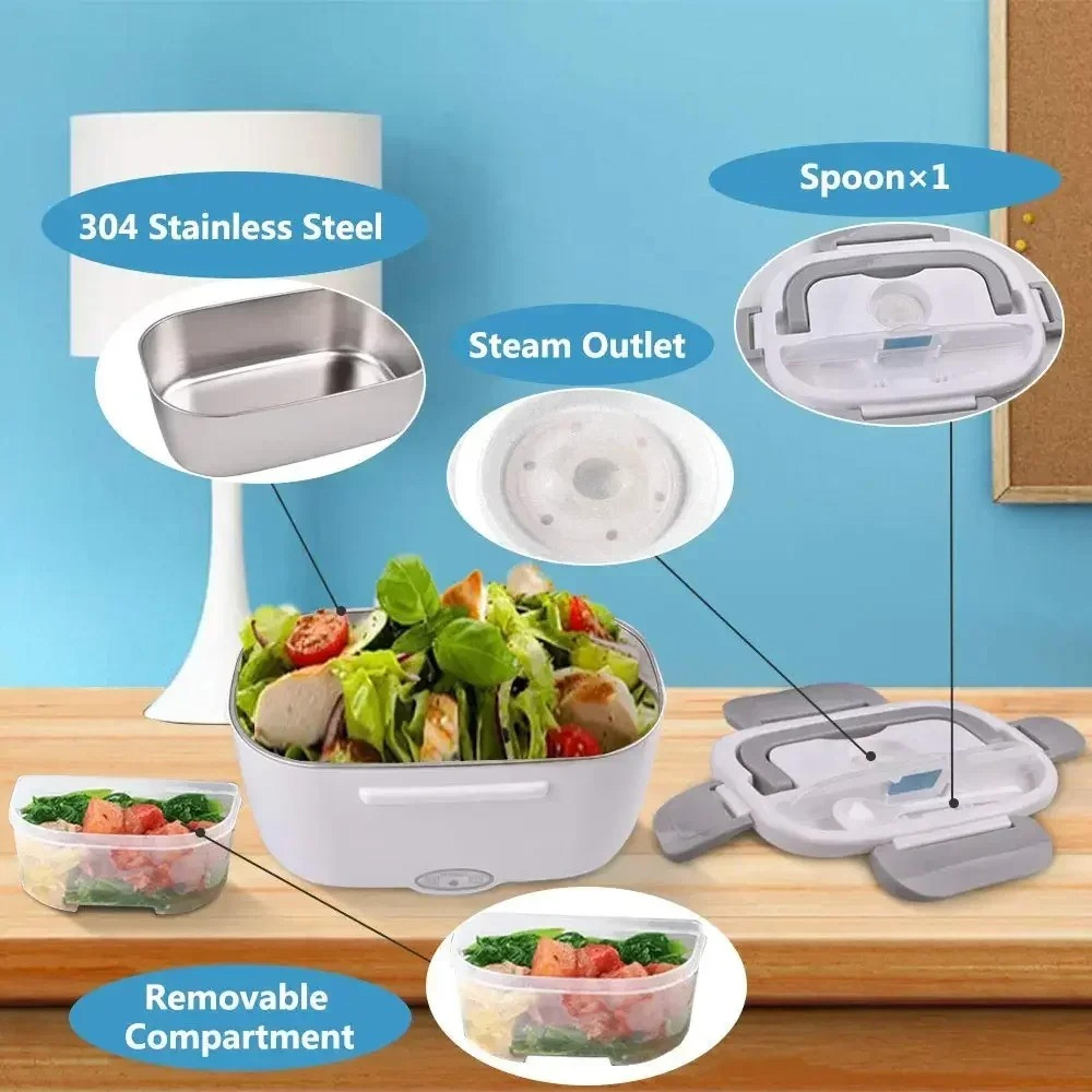 Electric Lunch Box with ABS and Stainless Steel