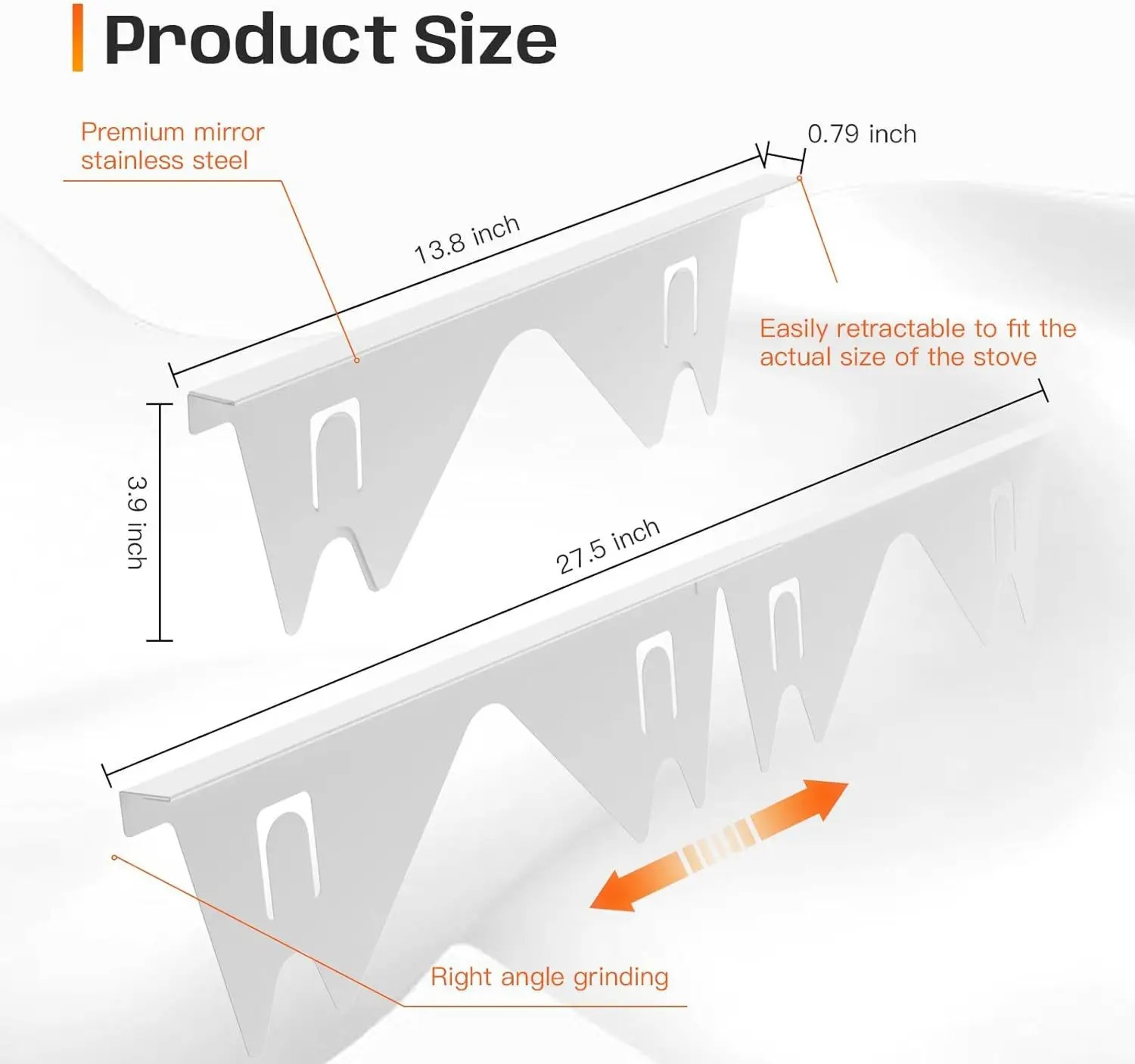 Adjustable Stainless Steel Stove Gap Cover  HeatResistant Retractable Gap Filler 5