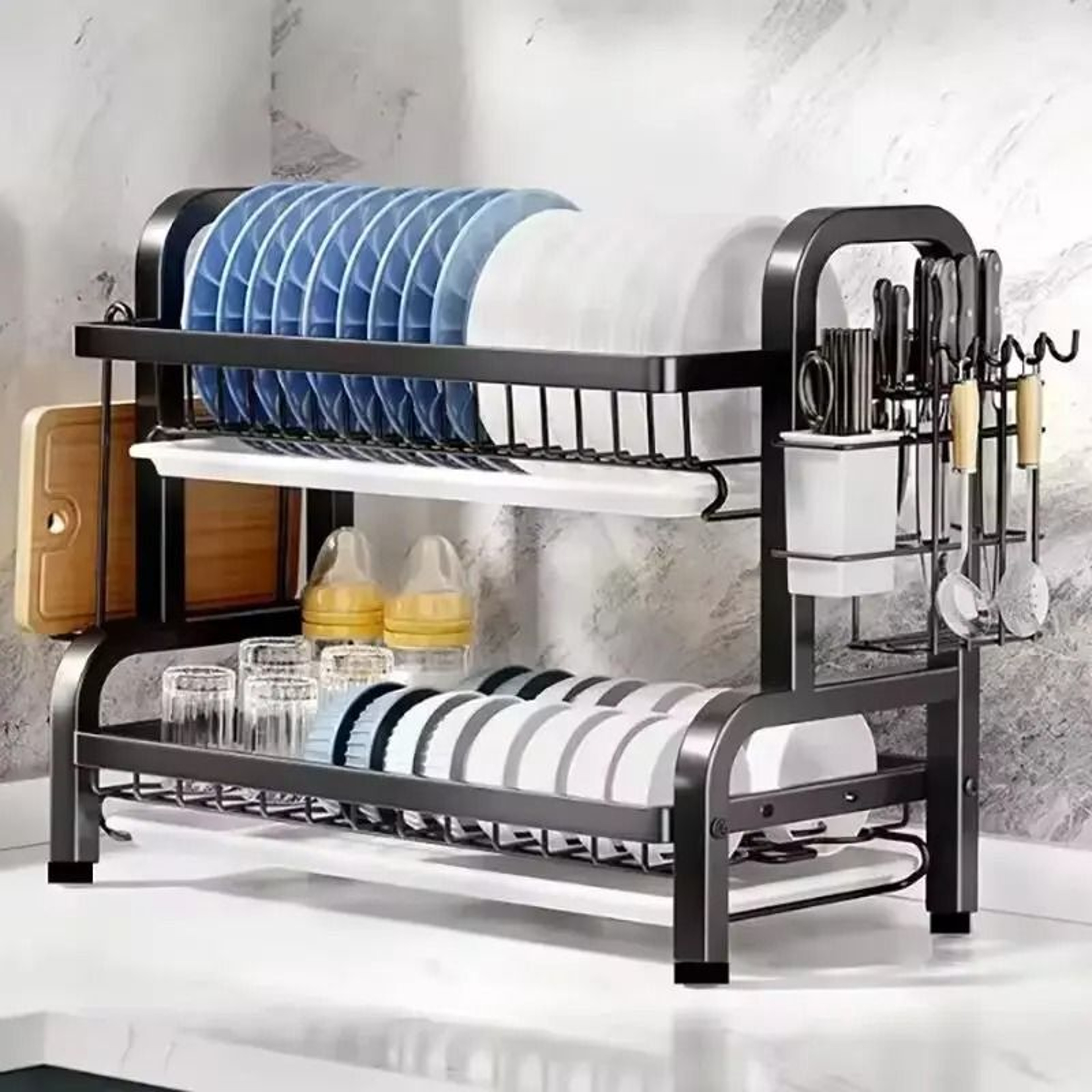 Buy Stainless Steel Adjustable Dish Drying Rack with Drainboard